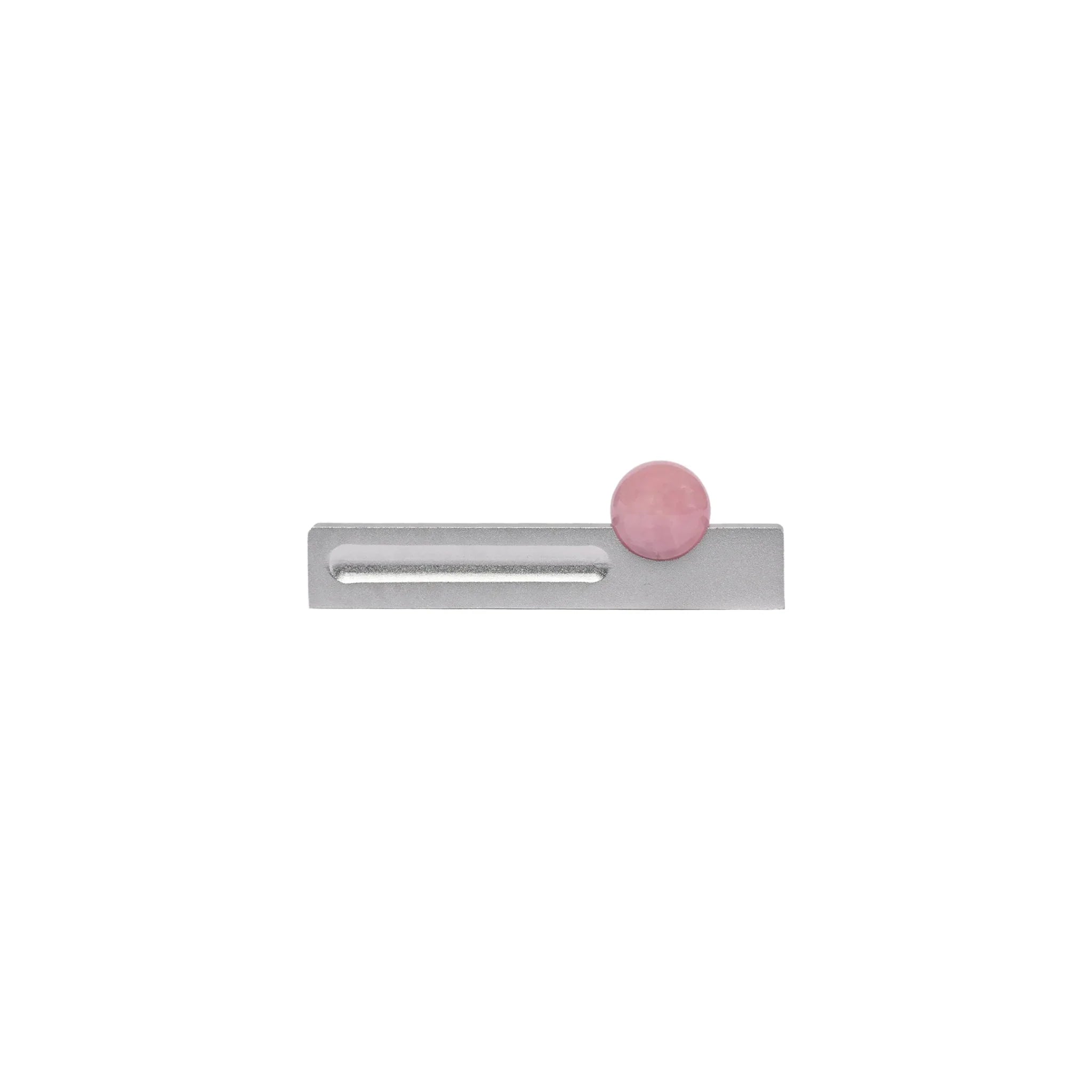 The Mantara C-0027 Calyx Handle is a modern crystal handle in silver and pink, ideal for cabinets, wardrobes, and drawers.