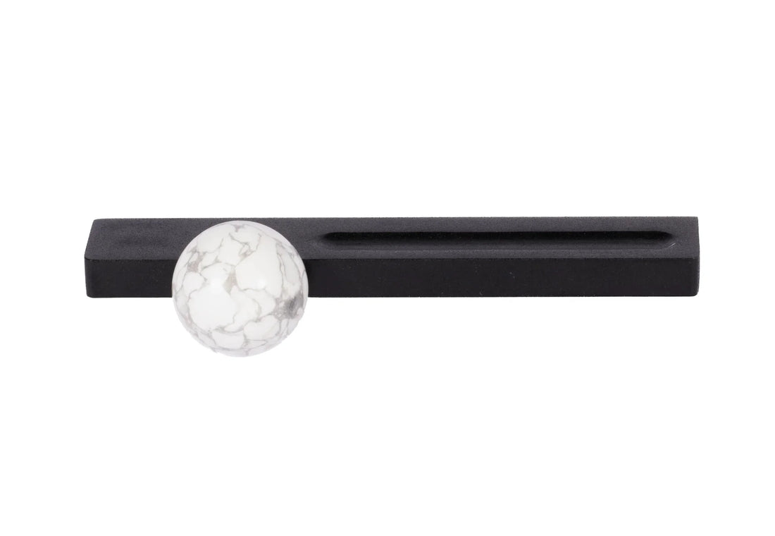Mantara Calyx Handle M-0017 is a modern white marble handle with brushed finish, ideal for kitchen & dresser drawers.
