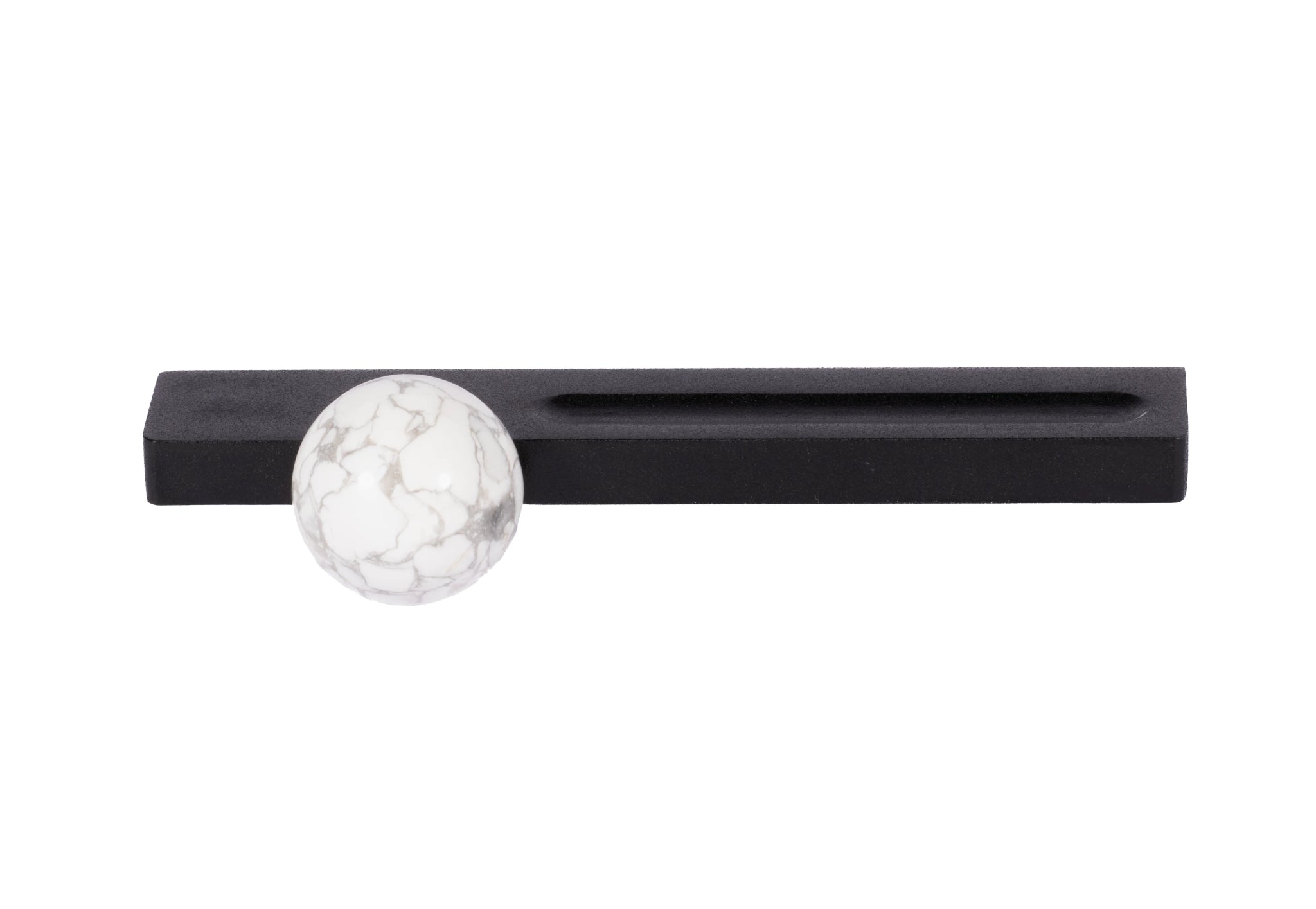 Calyx Handle M-0017 in white marble, brushed finish, 106mm & 146mm sizes, for drawers by Mantara.