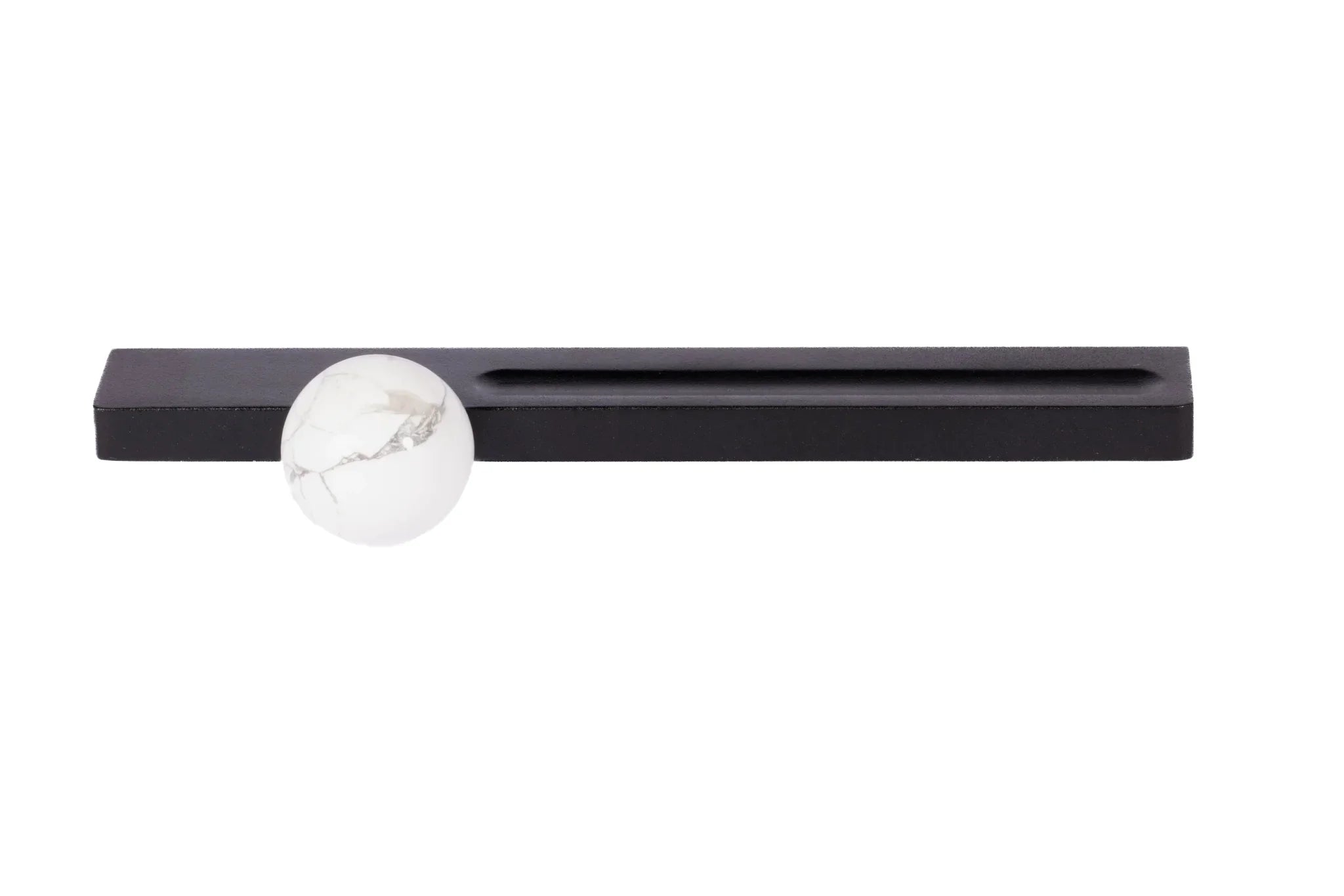Mantara Calyx Handle M-0017 is a modern white marble handle with brushed finish, ideal for kitchen & dresser drawers.