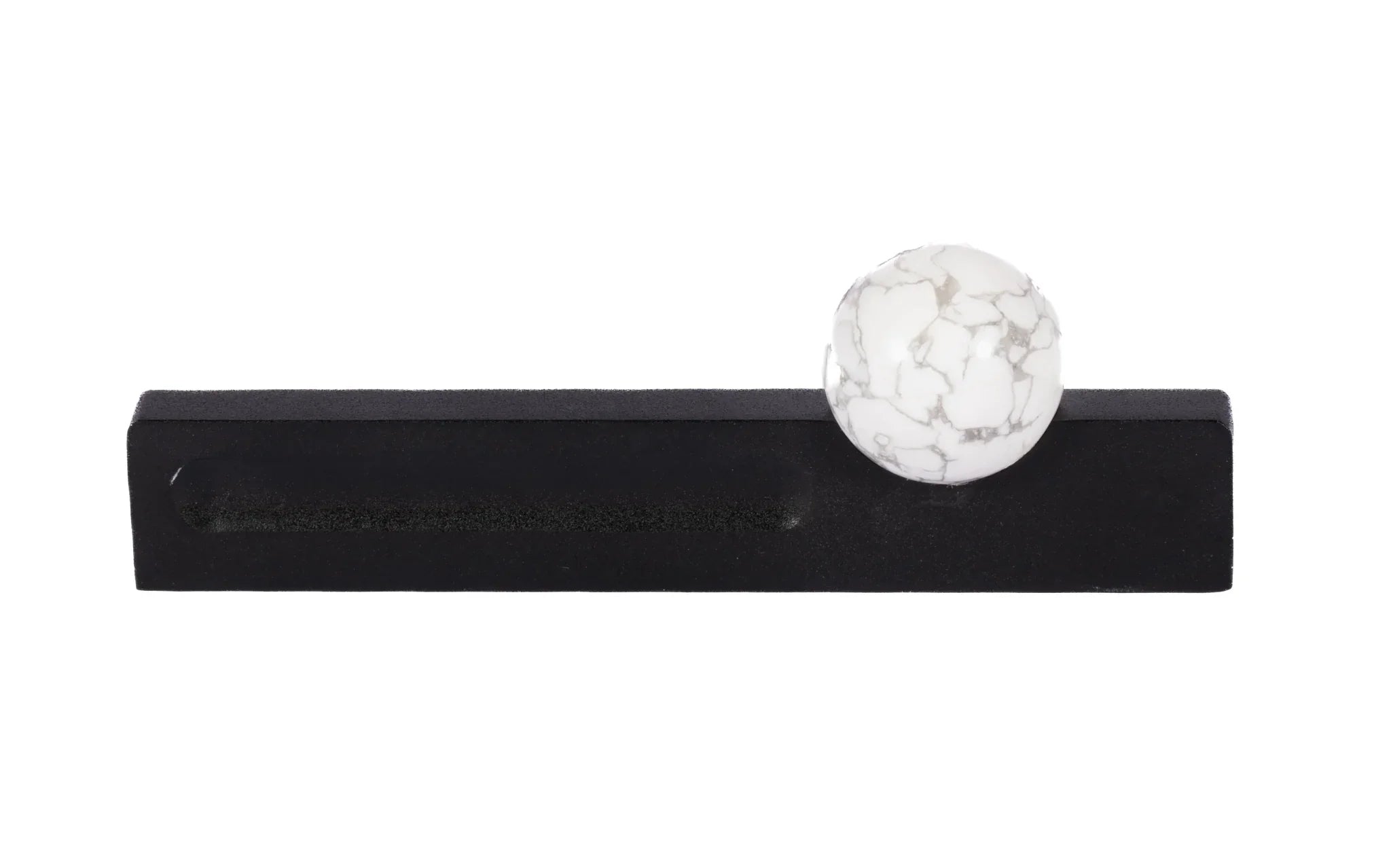 Mantara Calyx Handle M-0017 is a modern white marble handle with brushed finish, ideal for kitchen & dresser drawers.