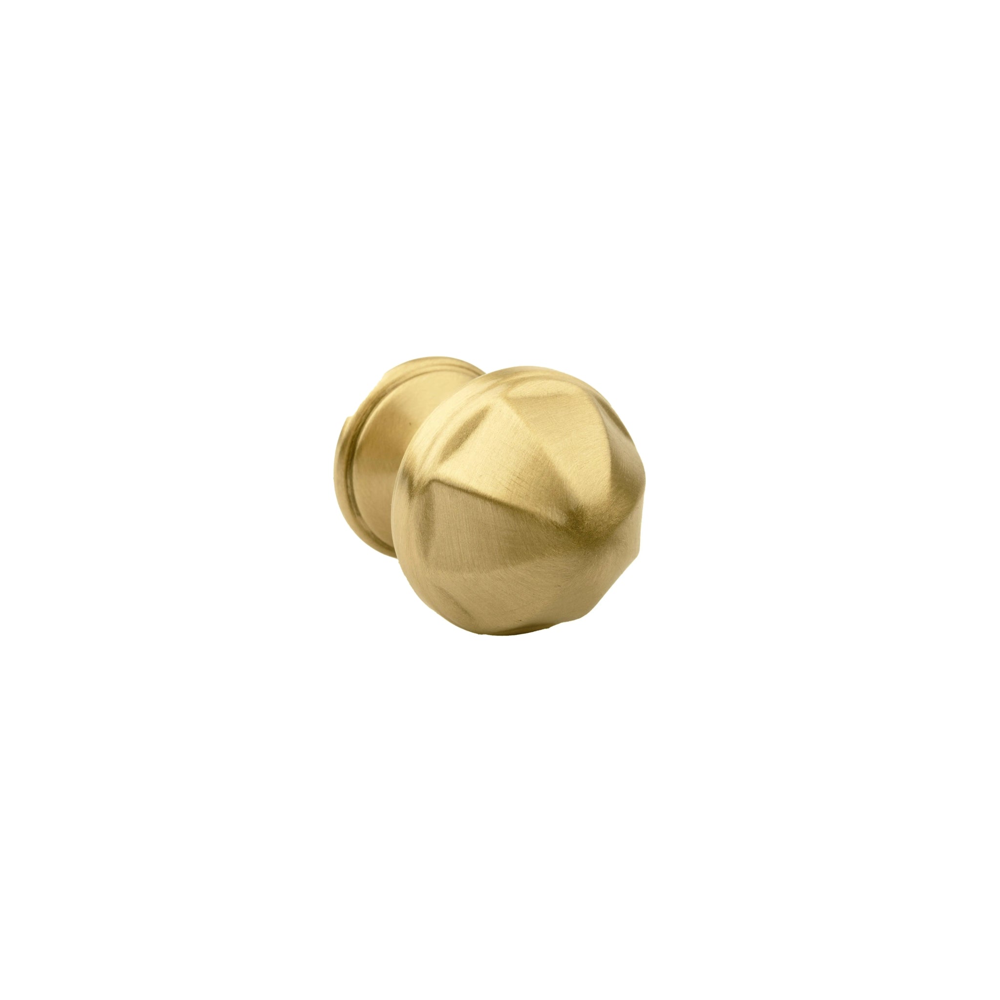 The Canopy Knob by Mantara (B-0105) is a brushed brass knob in gold, ideal for kitchens, cabinets, and furniture.