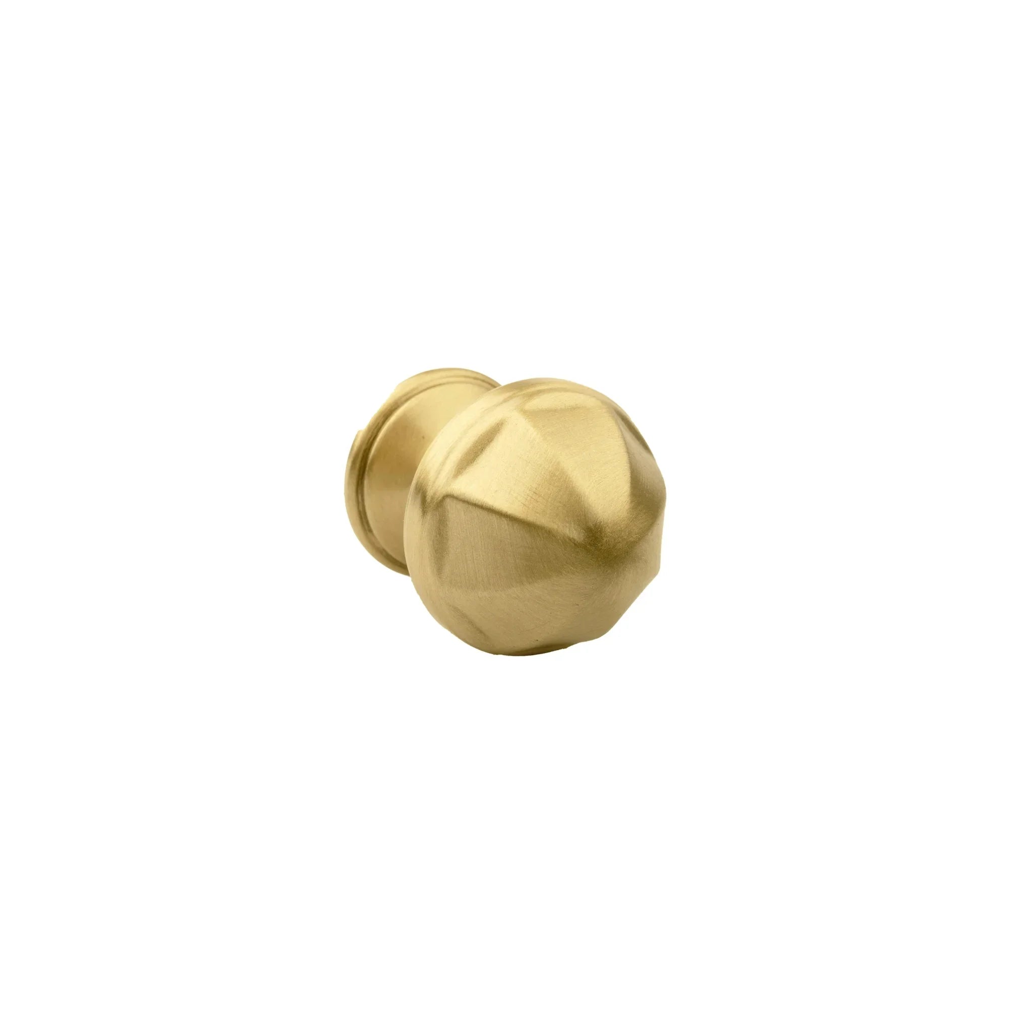 The Canopy Knob by Mantara (B-0105) is a brushed brass knob in gold, ideal for kitchens, cabinets, and furniture.