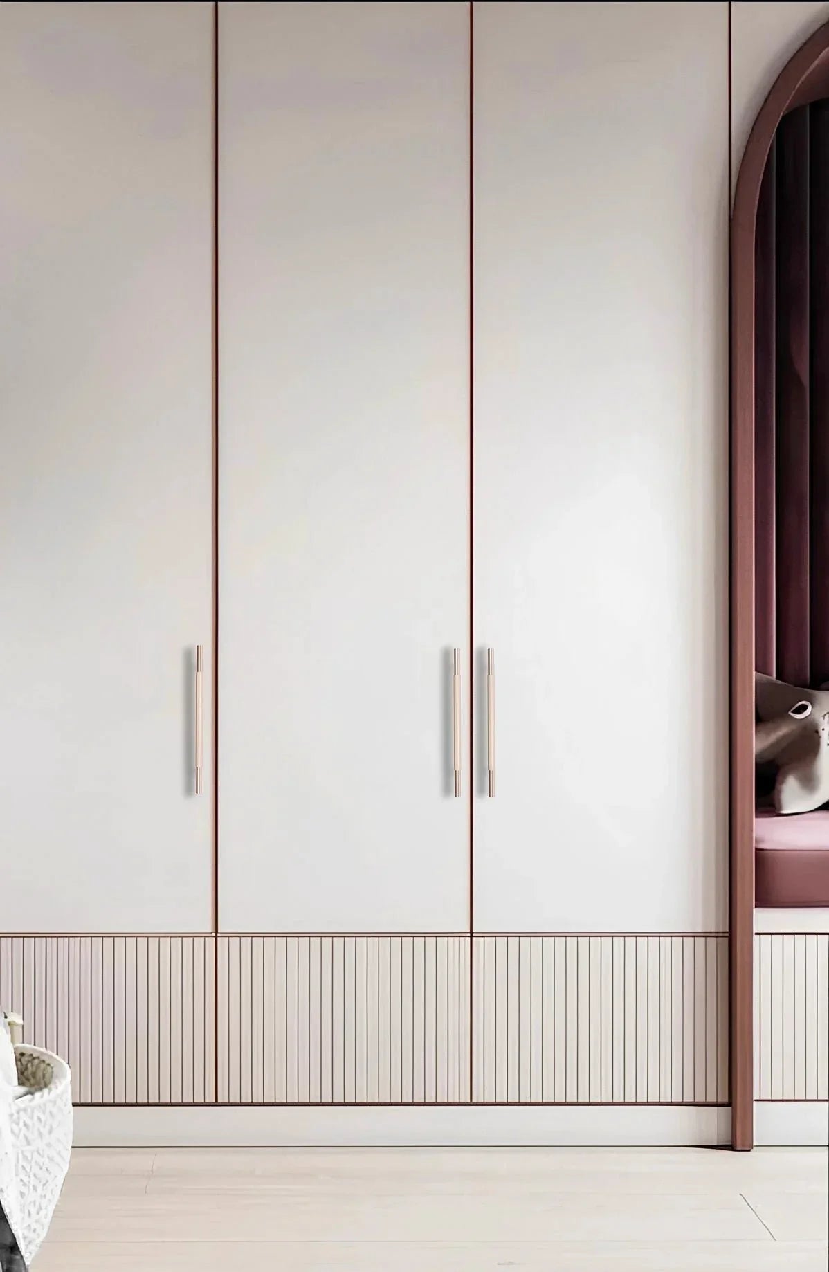 The Mantara AL-0018 Caro Handle is a modern aluminum alloy handle in gold with a brushed finish, ideal for drawers and cabinets.