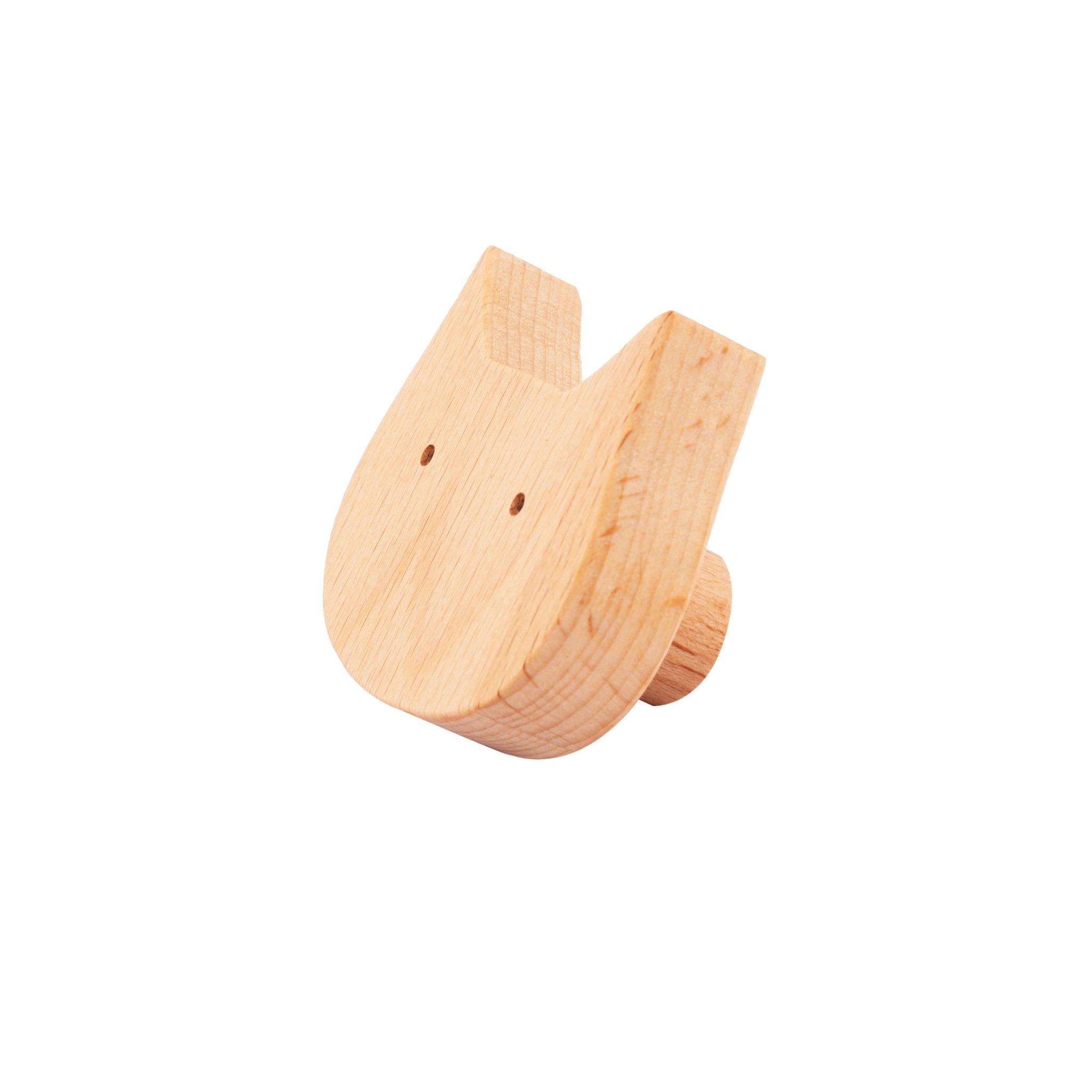 Mantara Cat Wooden Knob W-0024 is a modern wooden knob and wall hook in brushed beige finish, ideal for kids&