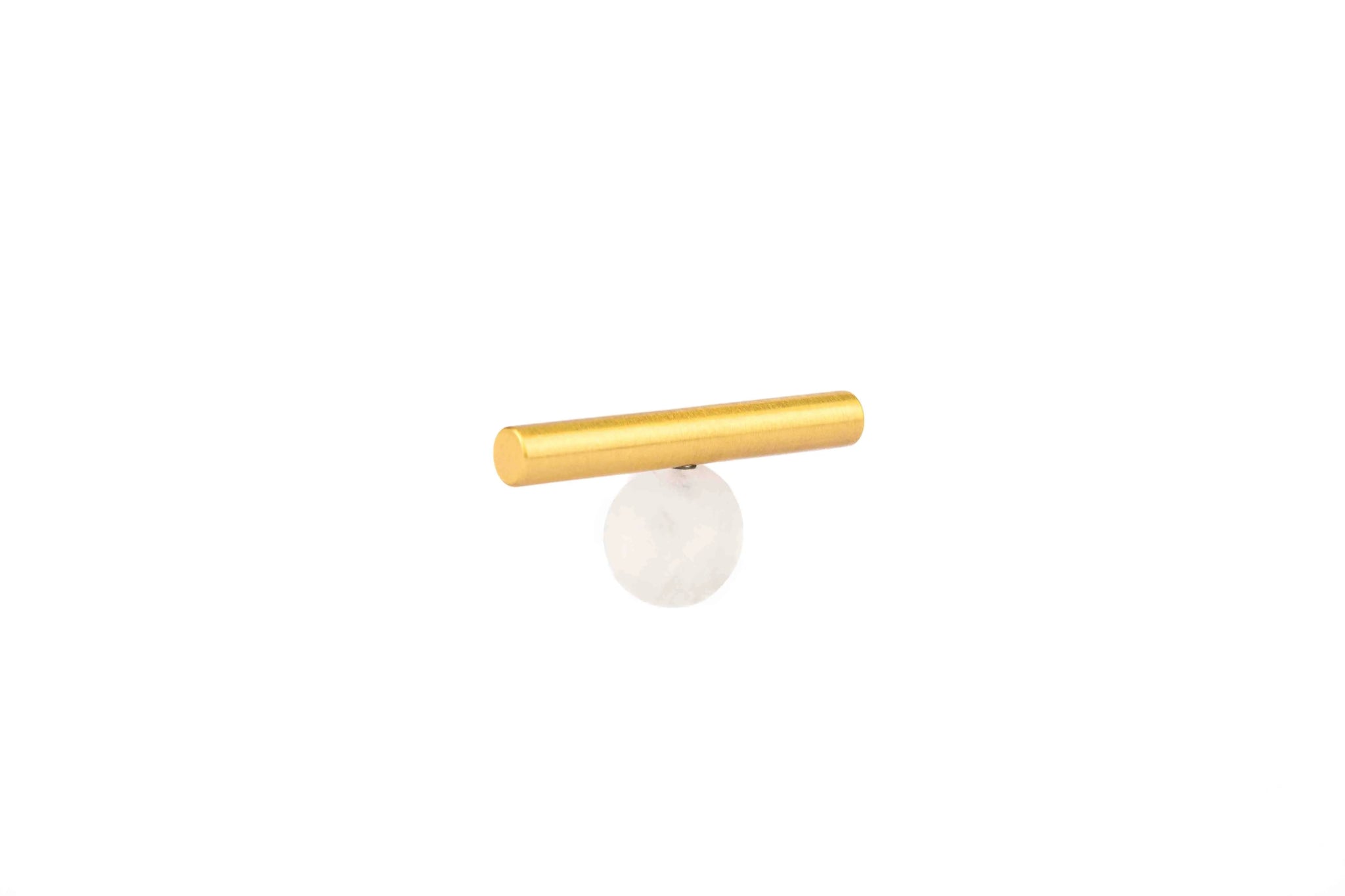 The Mantara C-0020 Chroma T-Bar is a modern crystal and brass knob in white, ideal for drawers and cabinets.