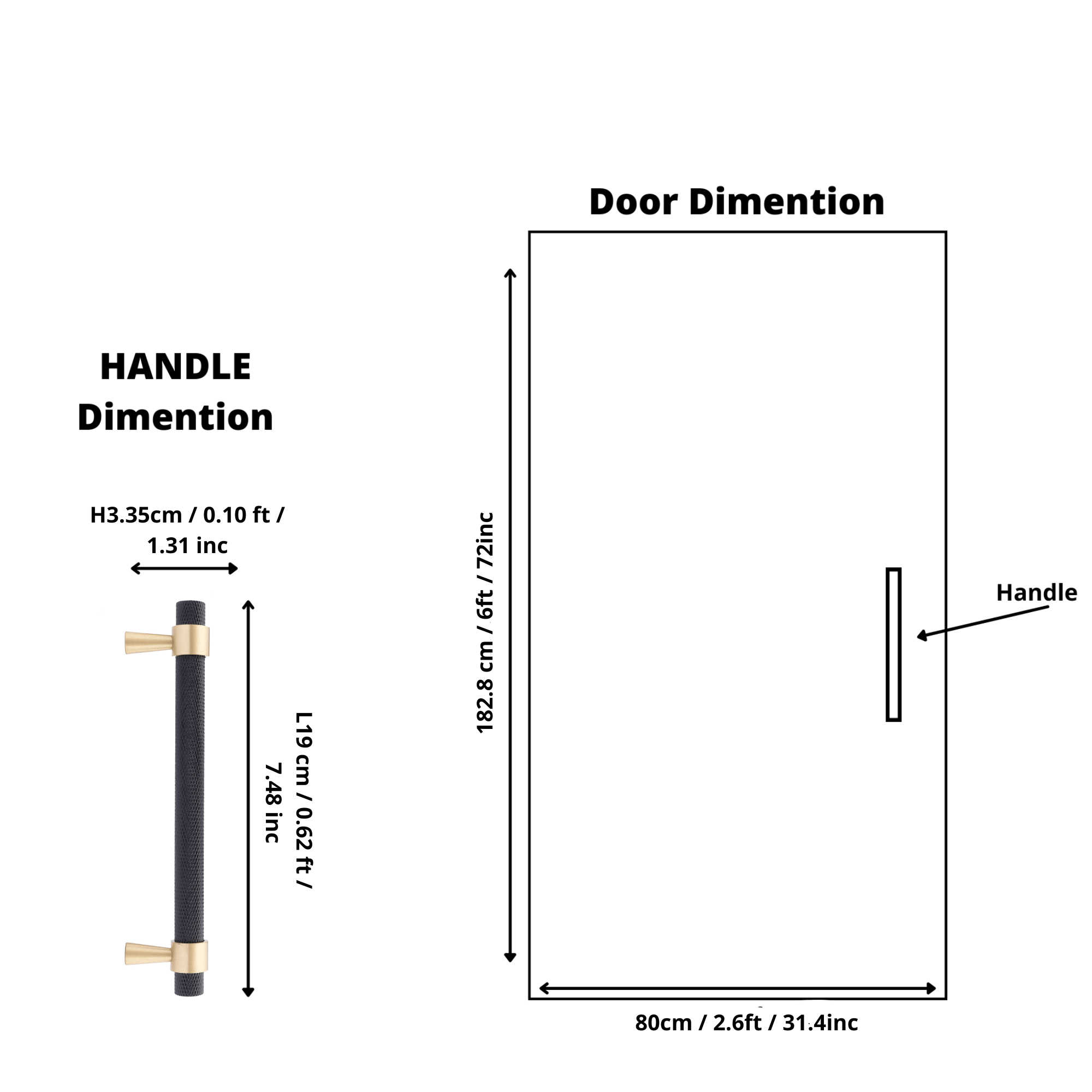 B-0064 Cleo T-Bar handle in brushed brass, sizes 50mm, 130mm, 160mm, 190mm & 224mm, for kitchen cabinets, wardrobes, and drawers by Mantara.