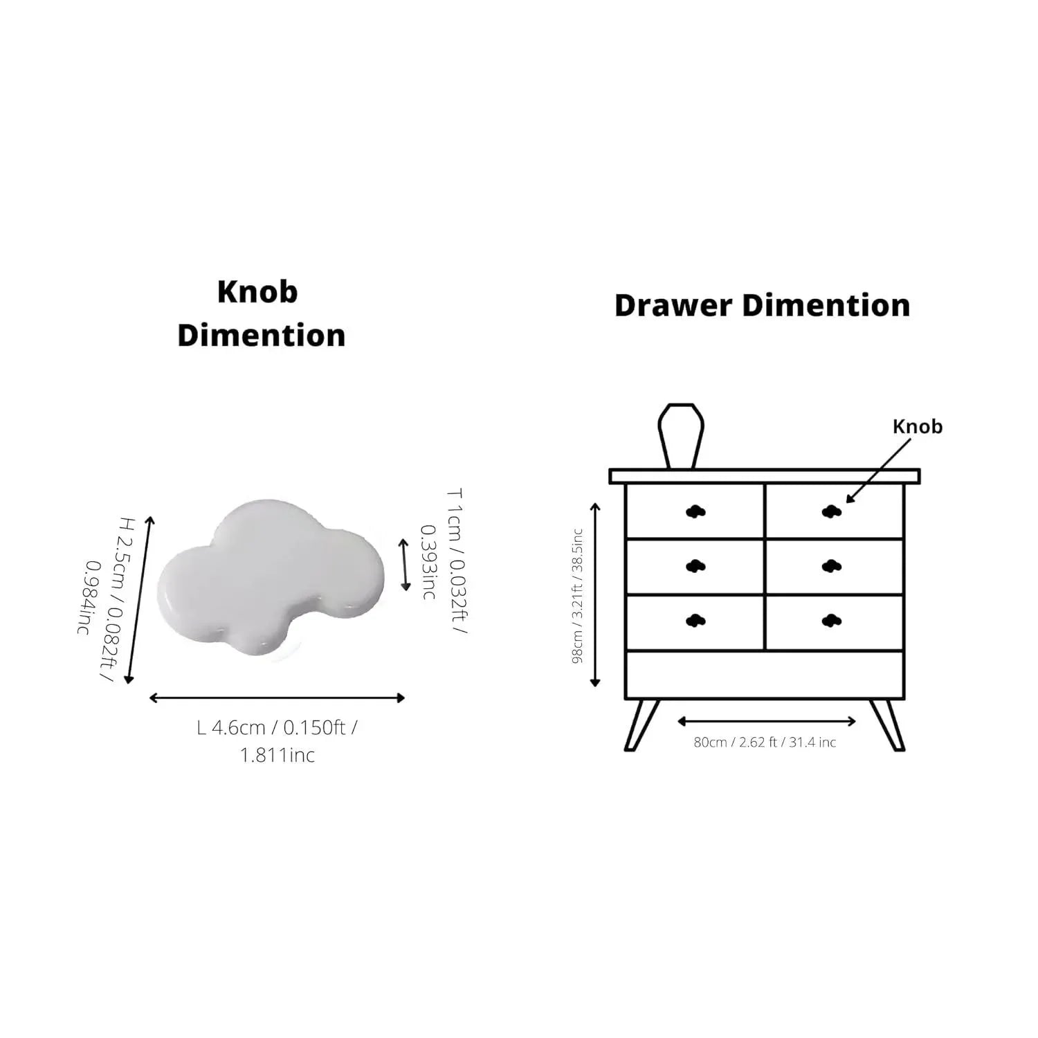 The Mantara CR-0003 Cloud Knob is a modern ceramic knob in white with a polished finish, ideal for drawers, cabinets, and wardrobes.