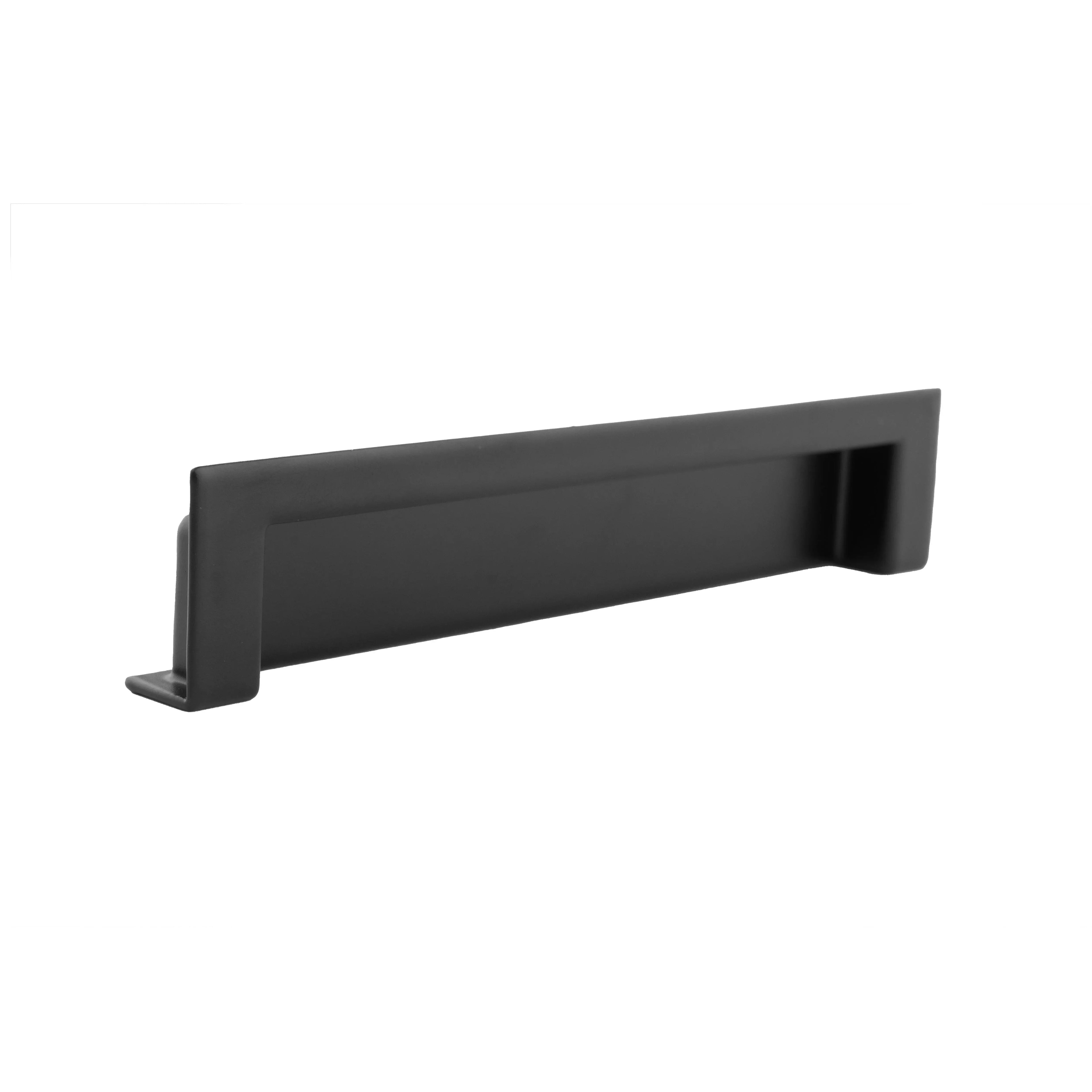 Mantara Concealed Rectangular Handle Z-0013 is a modern zinc handle in matte black, ideal for wardrobes and furniture.