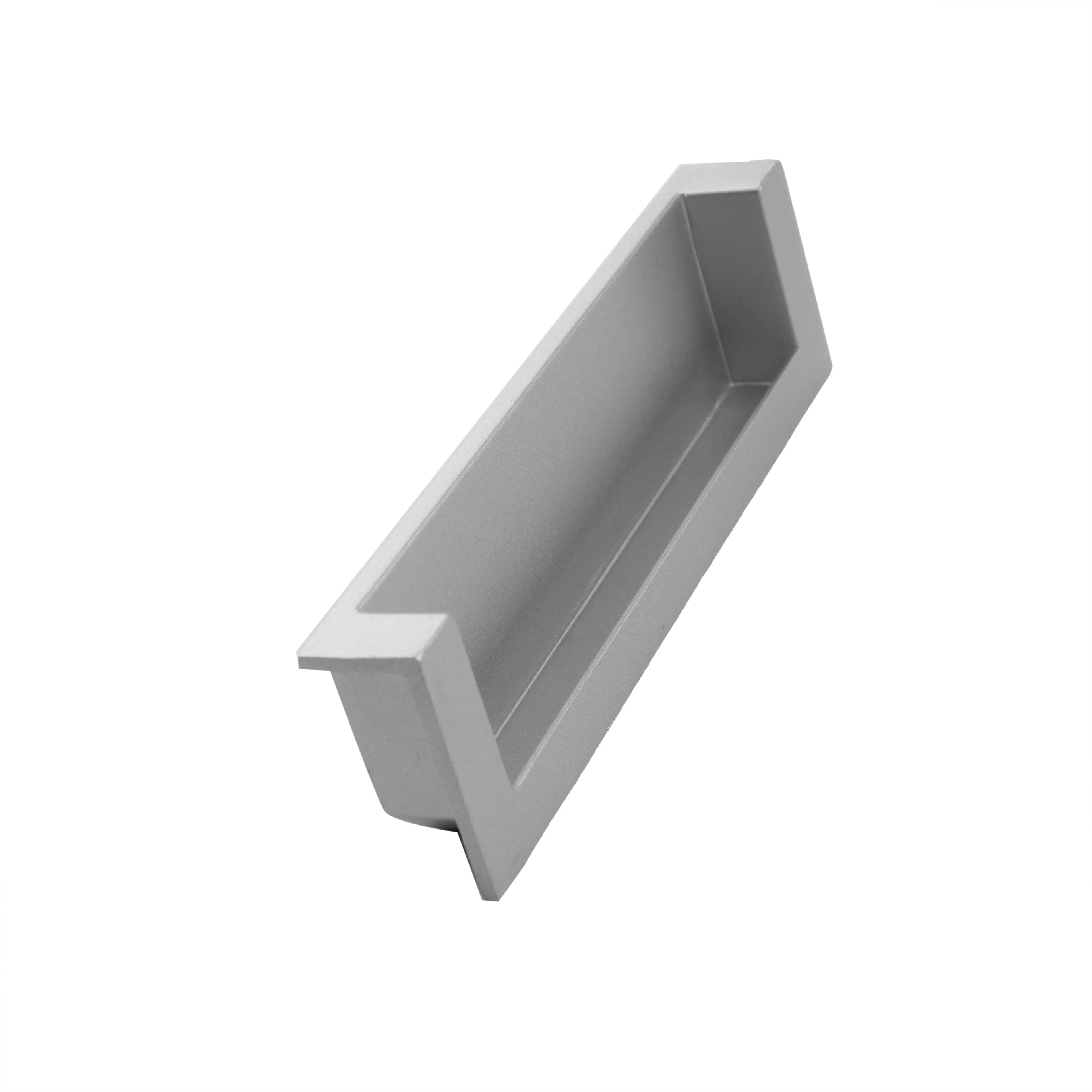 Mantara Concealed Rectangular Handle Z-0013 is a modern zinc handle in matte silver, ideal for wardrobes and furniture.