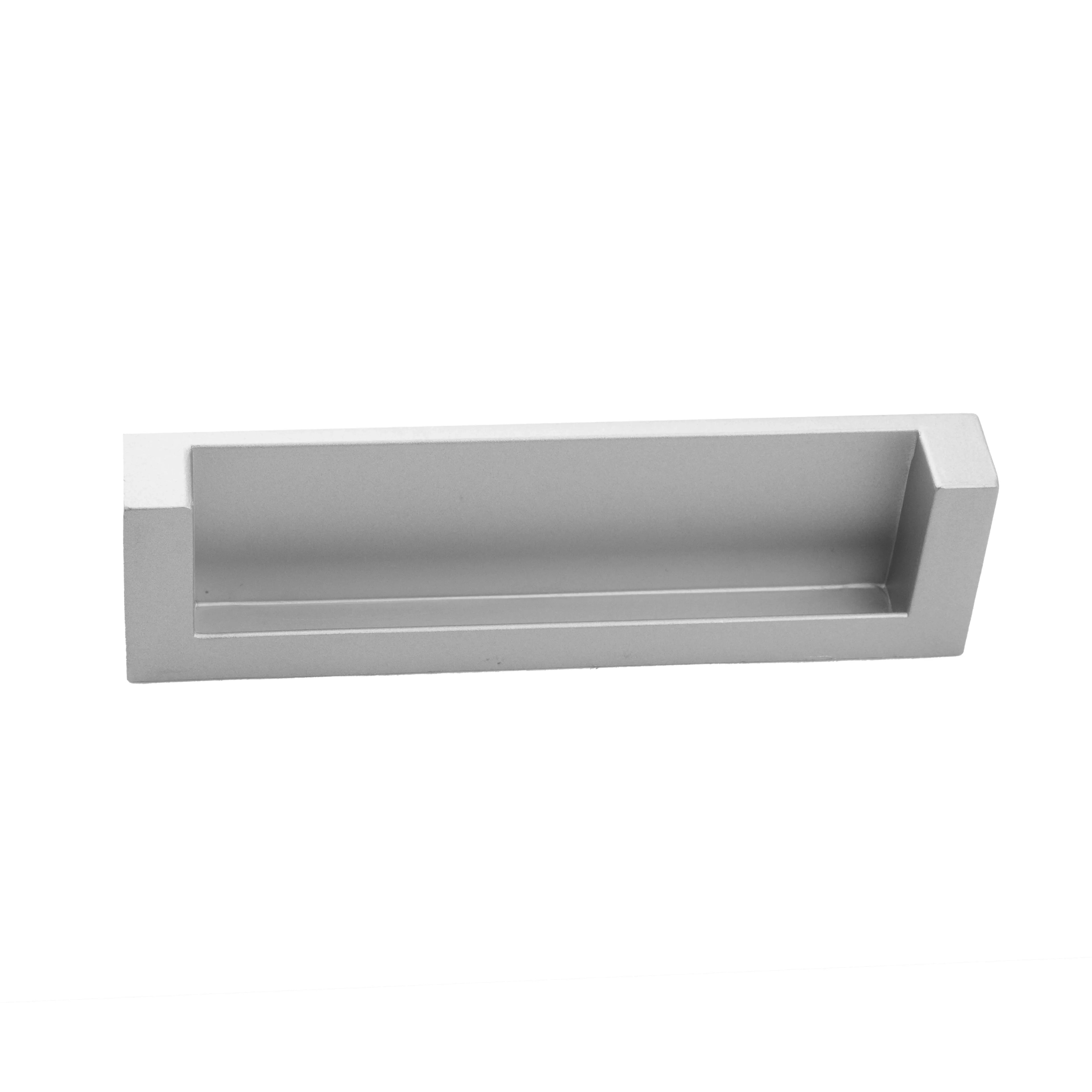 Mantara Concealed Rectangular Handle Z-0013 is a modern zinc handle in matte silver, ideal for wardrobes and furniture.