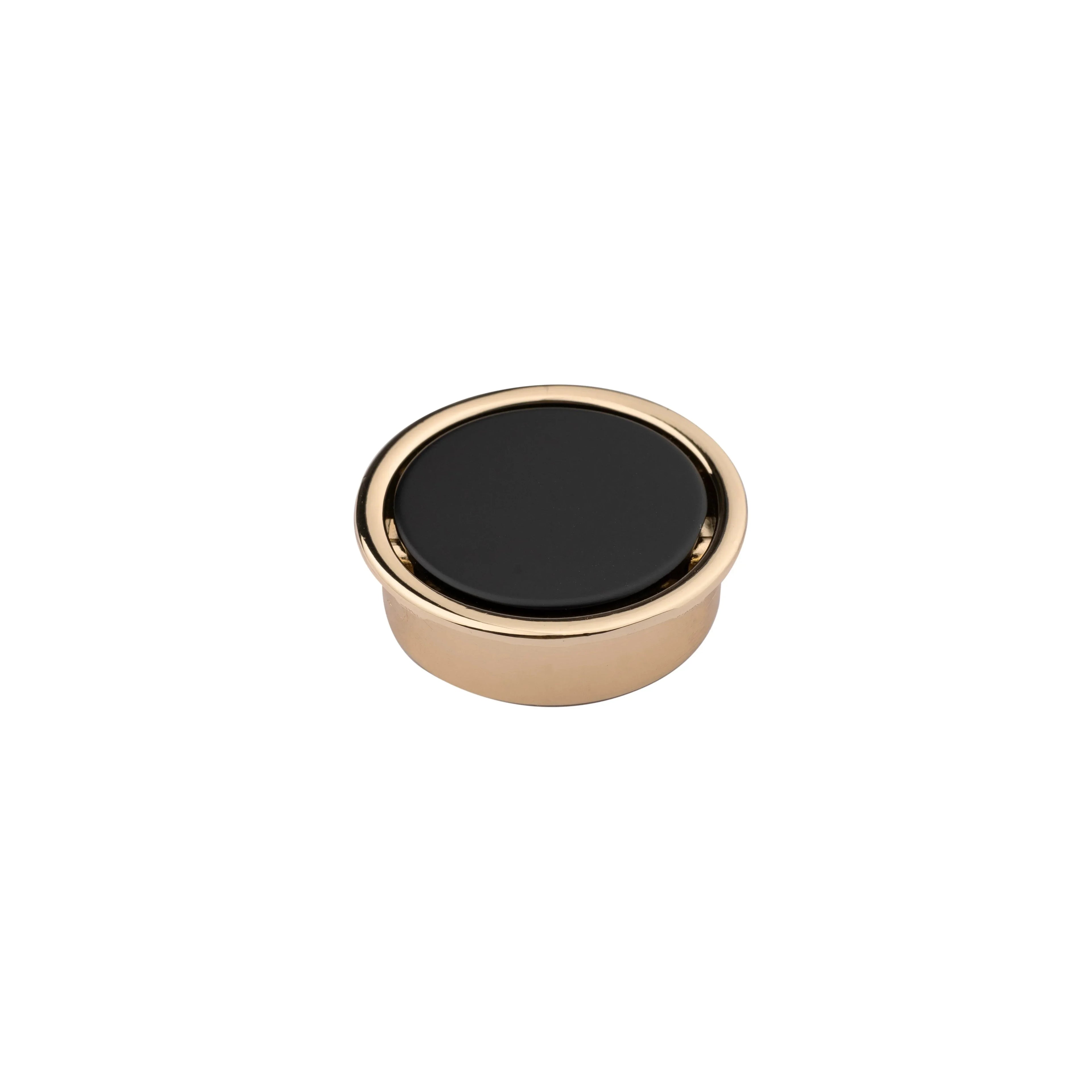 Mantara Concealed Round Handle Z-0010 is a modern zinc handle in matte black+gold, ideal for wardrobes and doors.