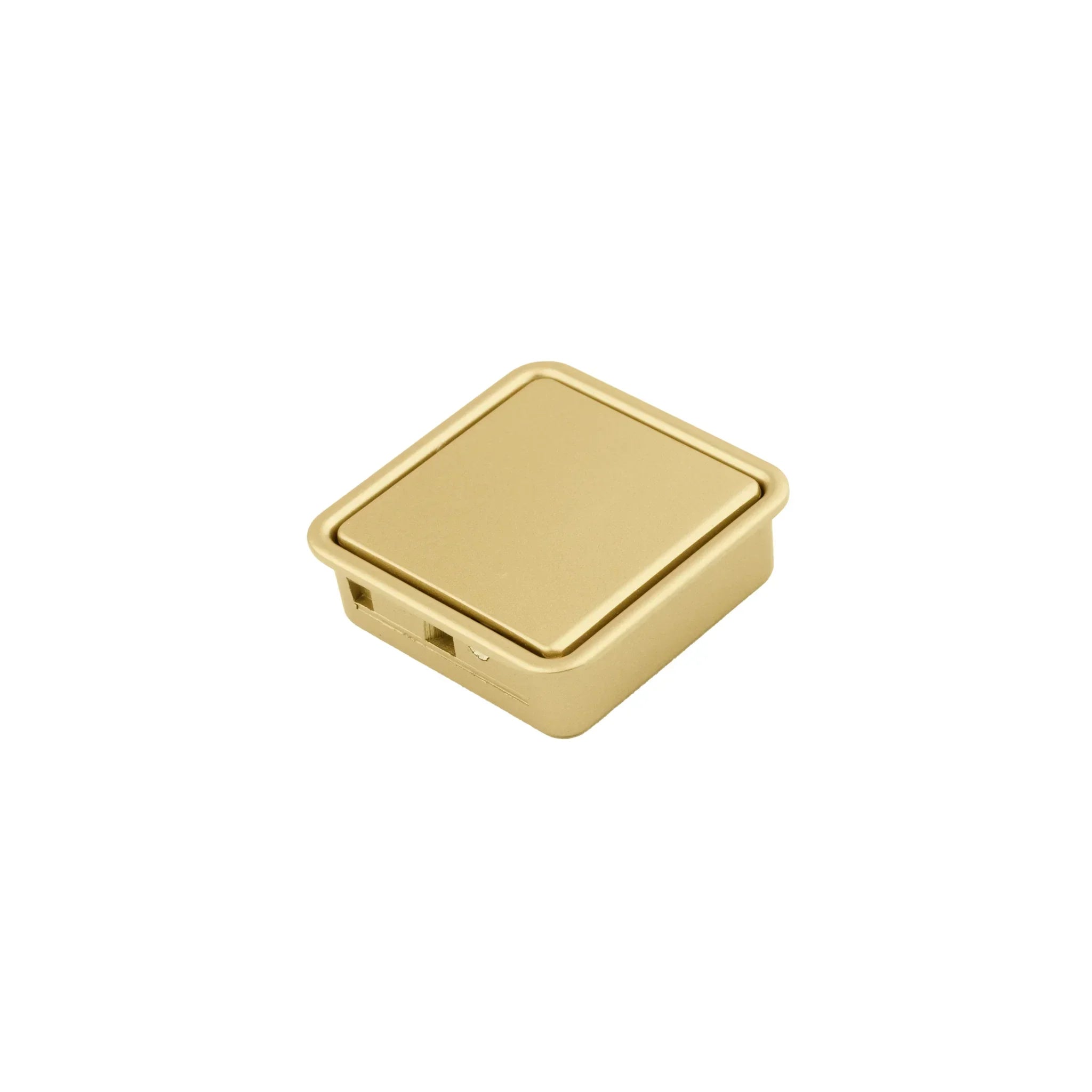 Mantara Concealed Square Handle Z-0009 is a modern zinc alloy knob in brushed gold ideal for drawers,dresser drawers and hooks.