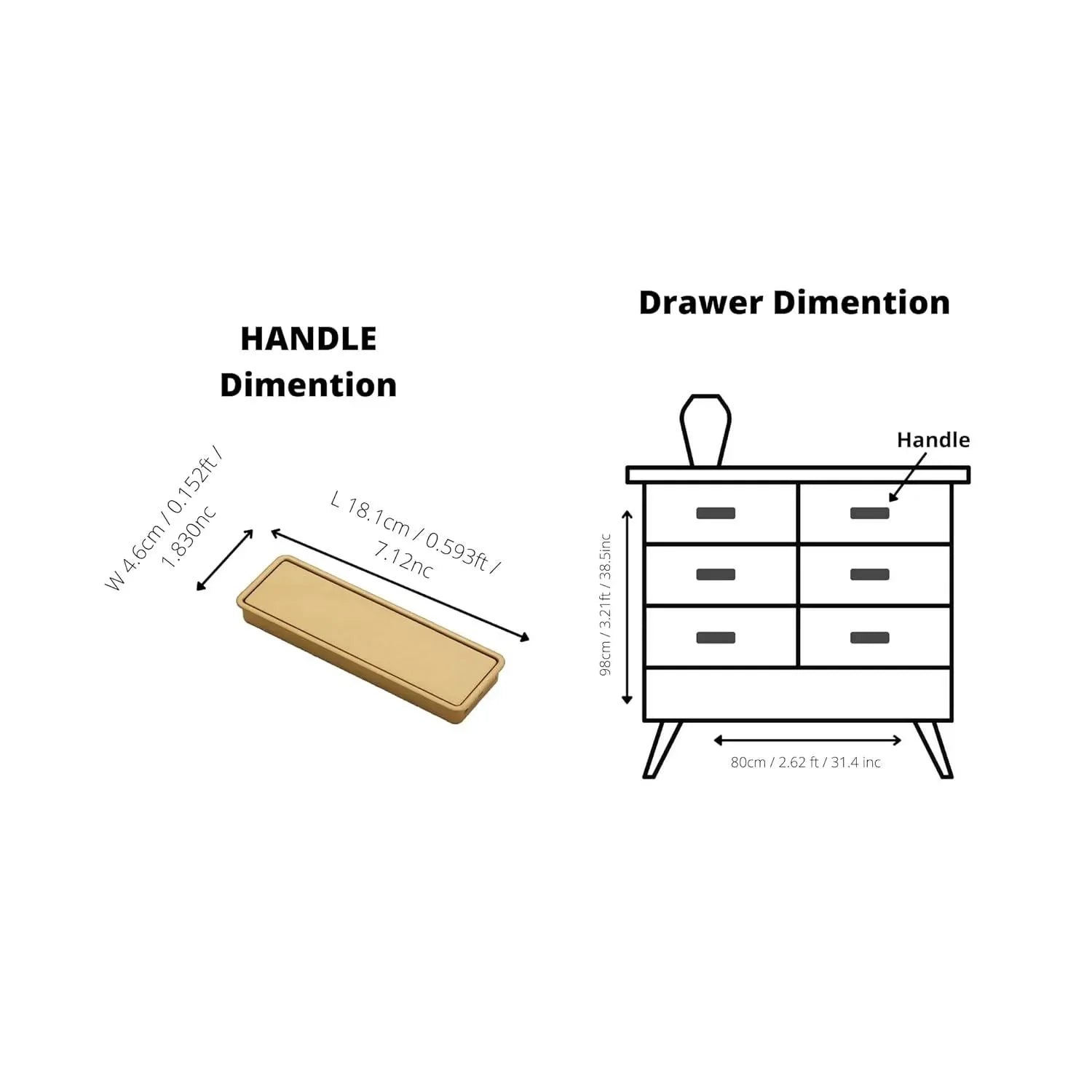 Mantara Concealed Square Handle Z-0009 is a modern zinc alloy handle in brushed gold, ideal for drawers and hooks.