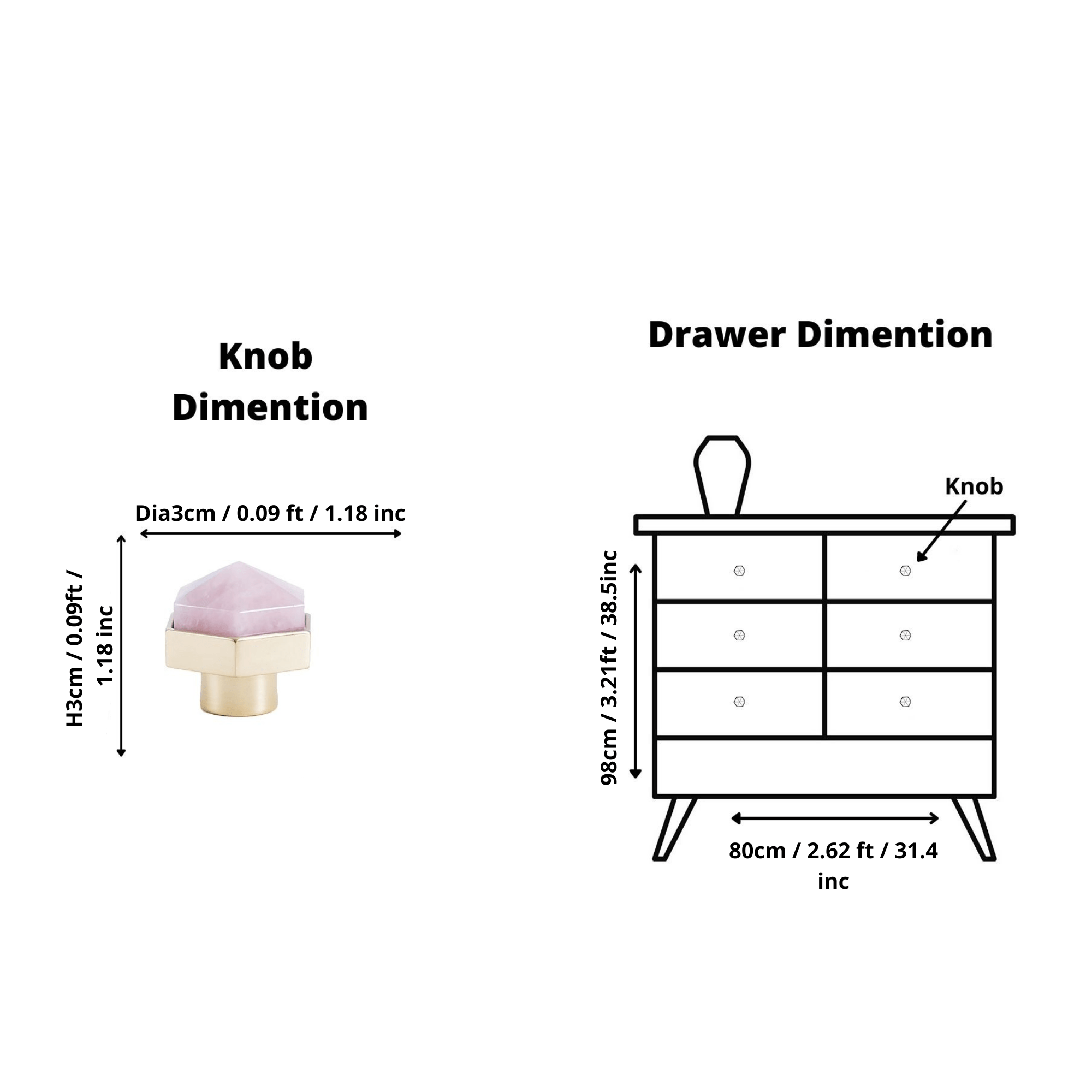 The Mantara C-0005 is a modern crystal + brass knob in pink, ideal for cabinets and wardrobes.