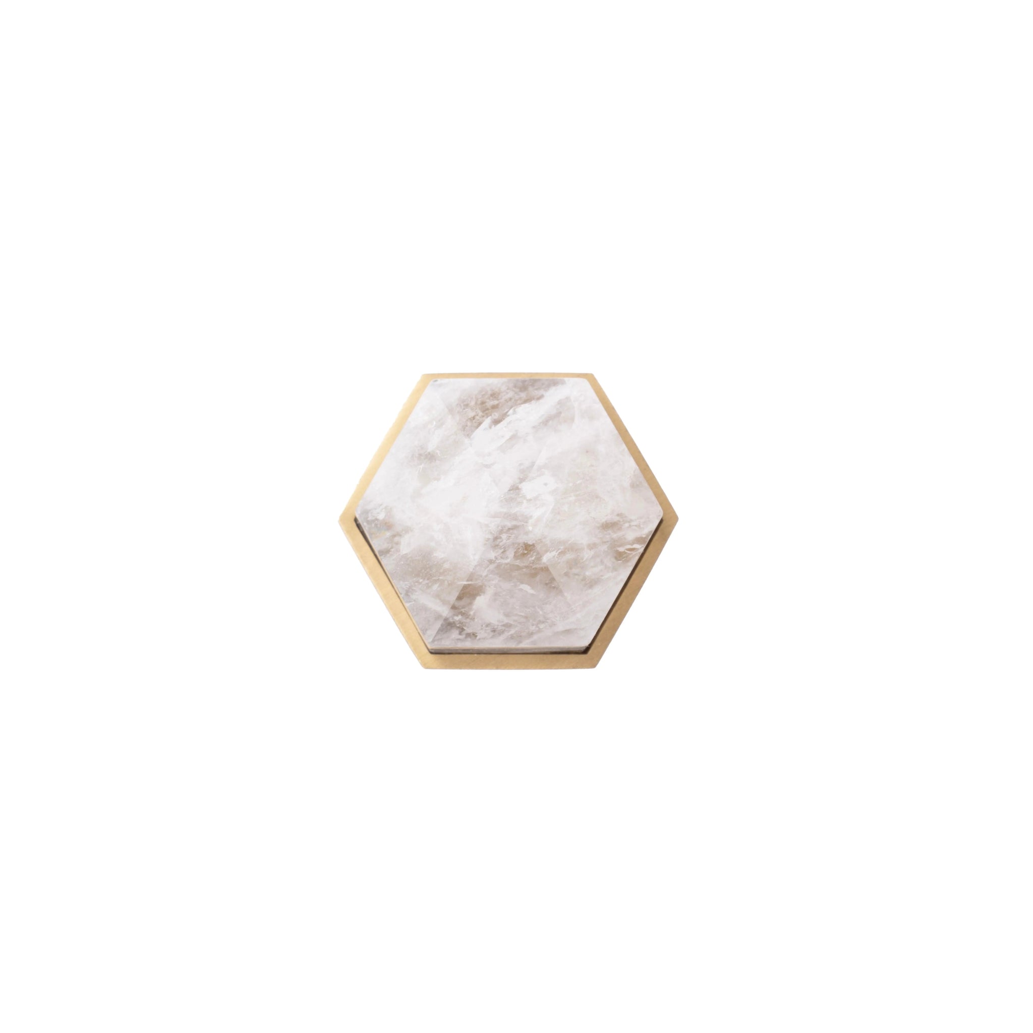 The Mantara C-0005 is a modern crystal + brass knob in white, ideal for cabinets and wardrobes.