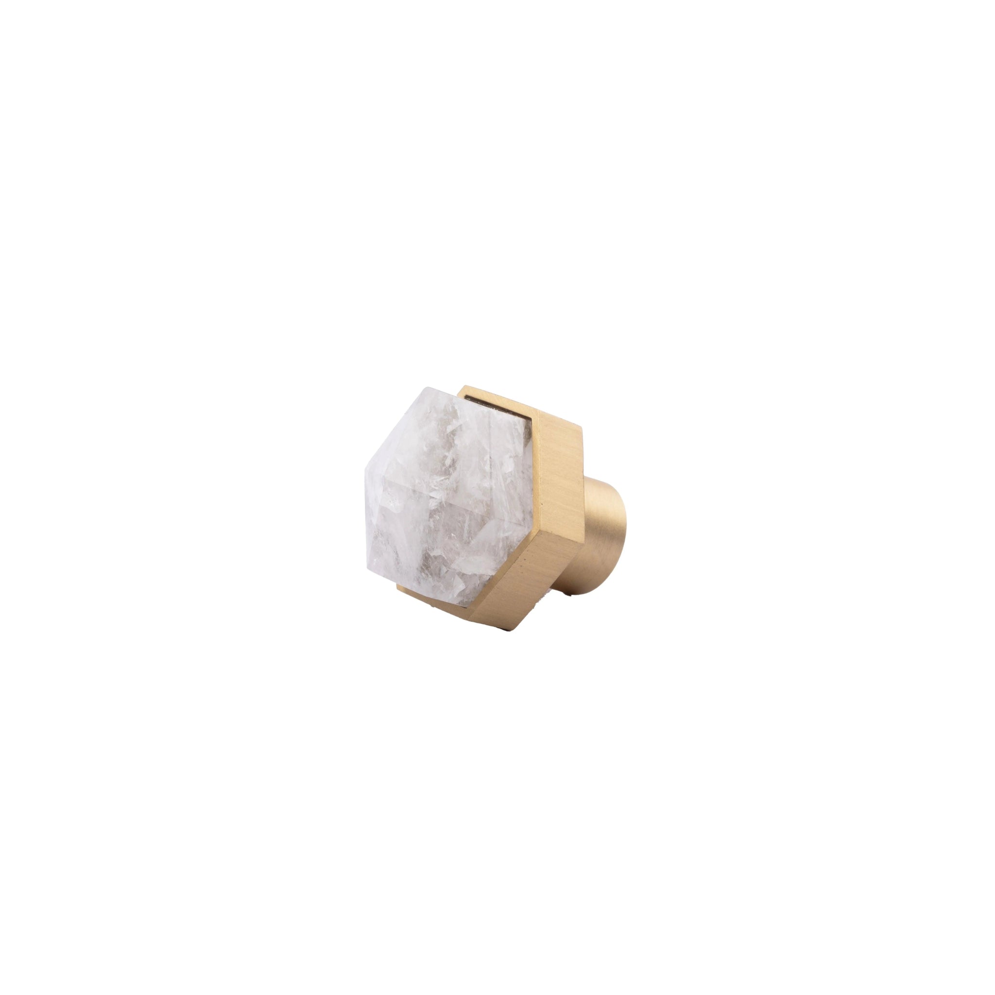 The Mantara C-0005 is a modern crystal + brass knob in white, ideal for cabinets and wardrobes.