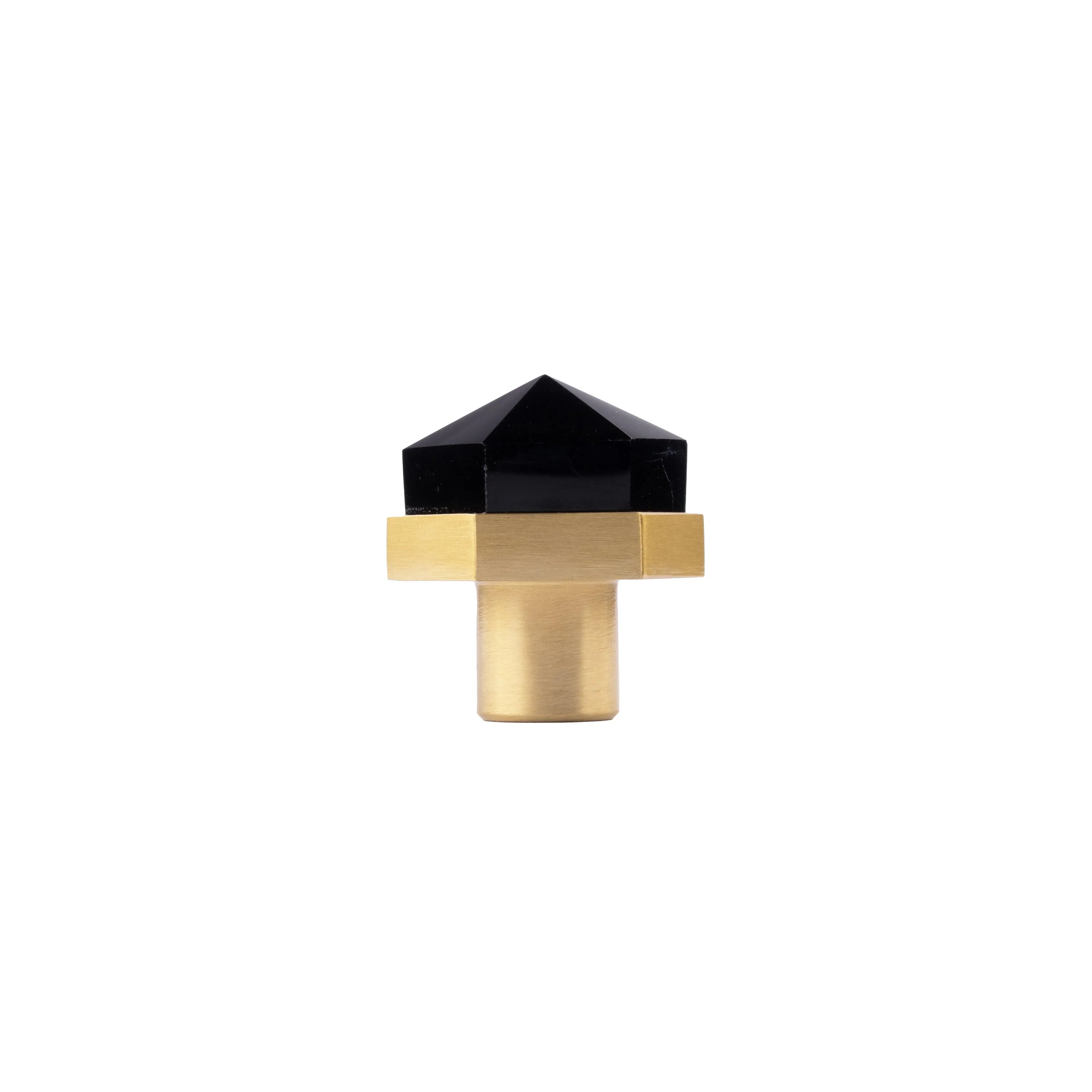 The Mantara C-0005 is a modern crystal + brass knob in black, ideal for cabinets and wardrobes.