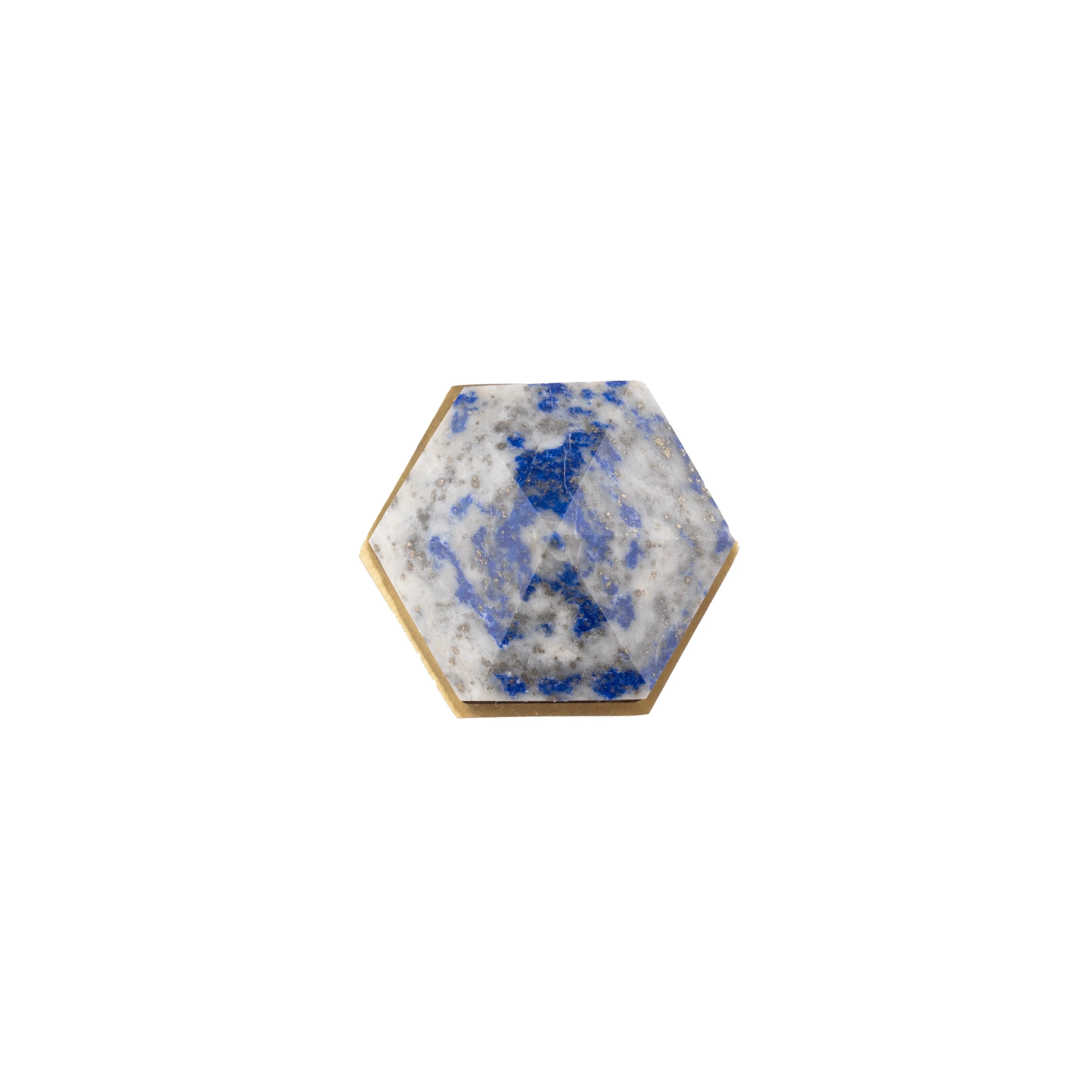 The Mantara C-0005 is a modern crystal + brass knob in blue, ideal for cabinets and wardrobes.