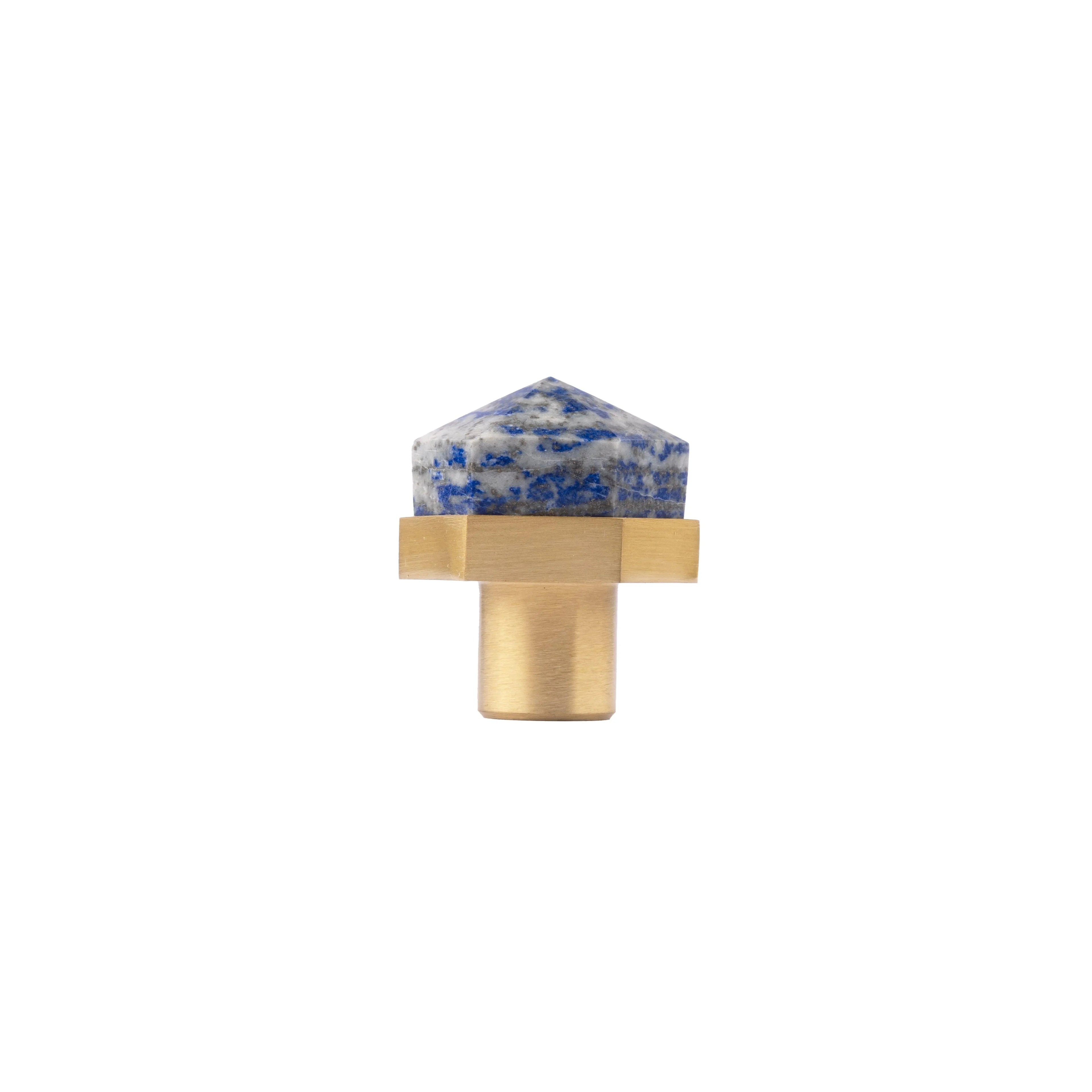 The Mantara C-0005 is a modern crystal + brass knob in blue, ideal for cabinets and wardrobes.