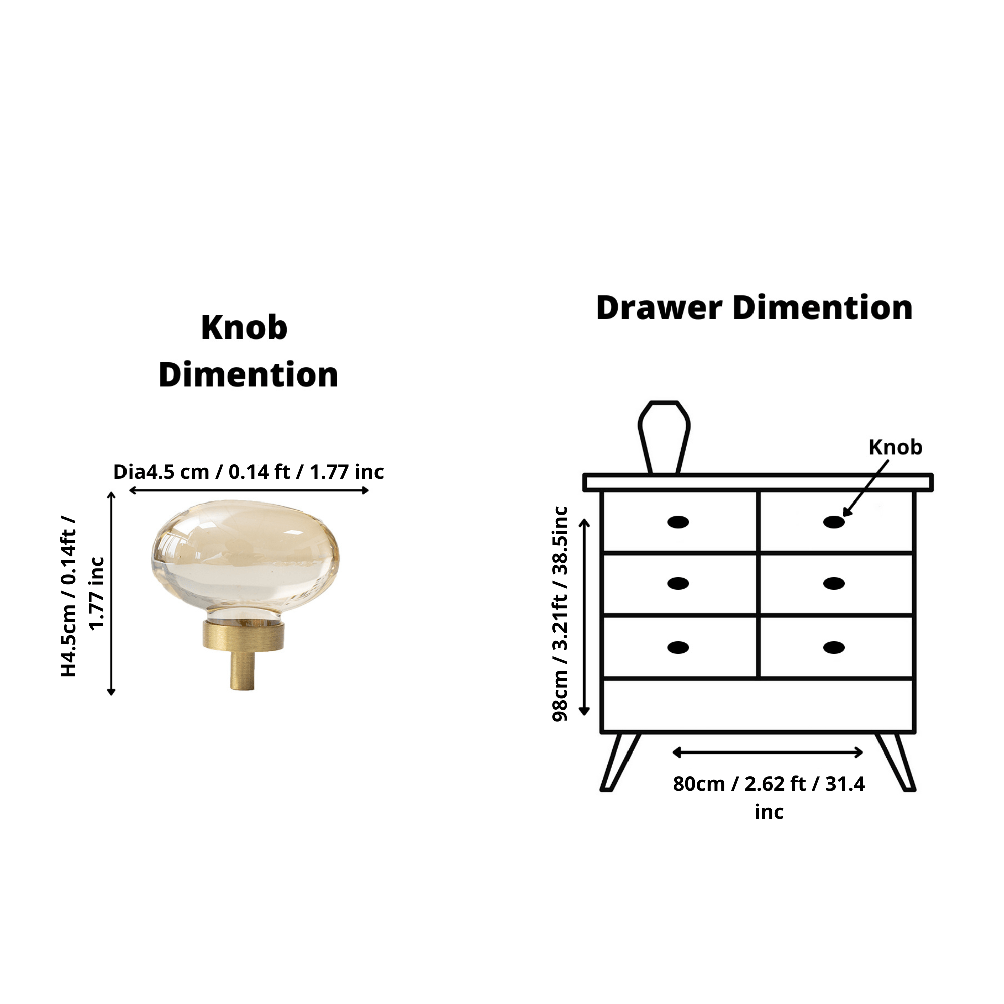 The Mantara C-0008 is a modern artificial crystal + brass knob in champange/brass, ideal for wardrobes and drawers.
