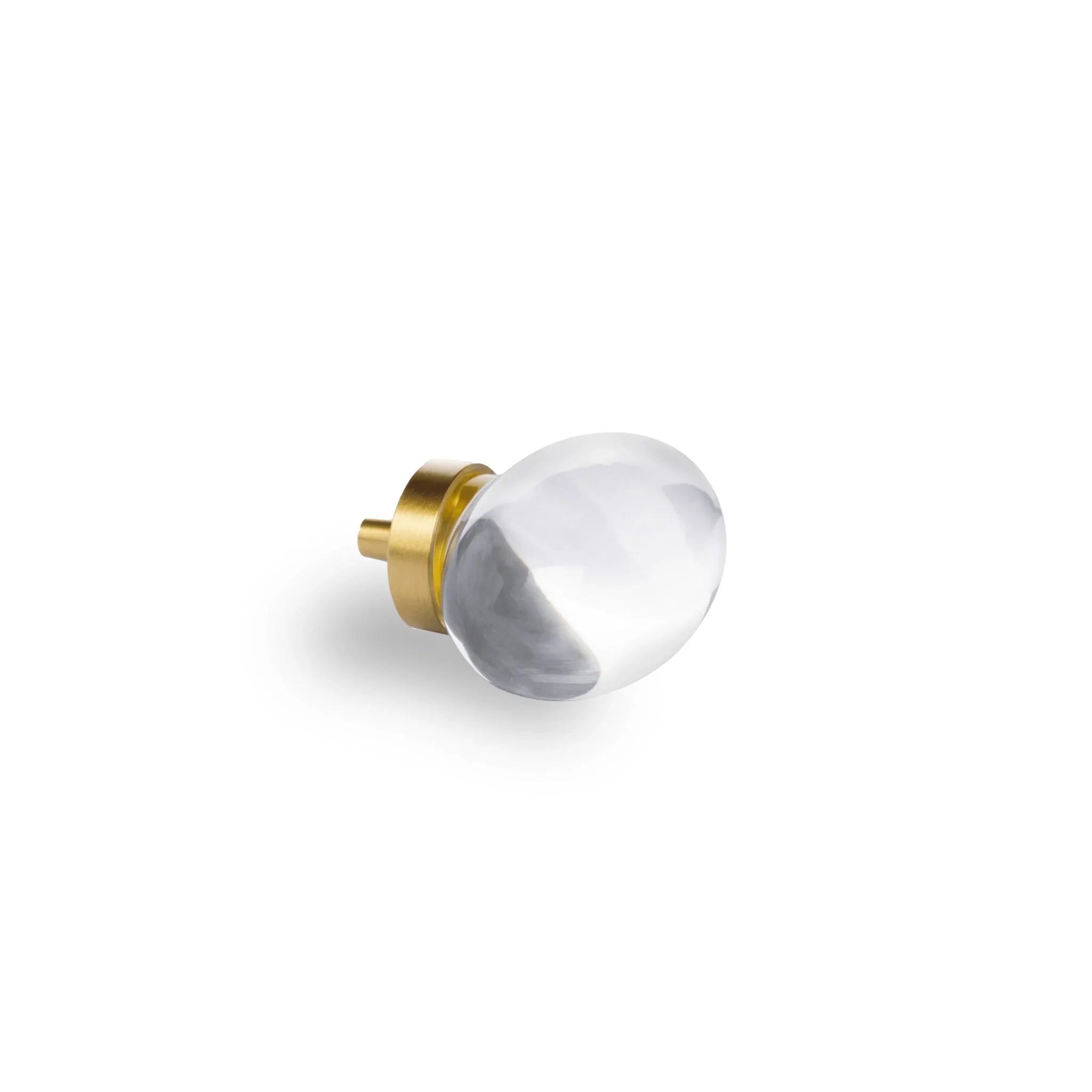 The Mantara C-0008 is a modern artificial crystal + brass knob in white/brass, ideal for wardrobes and drawers.