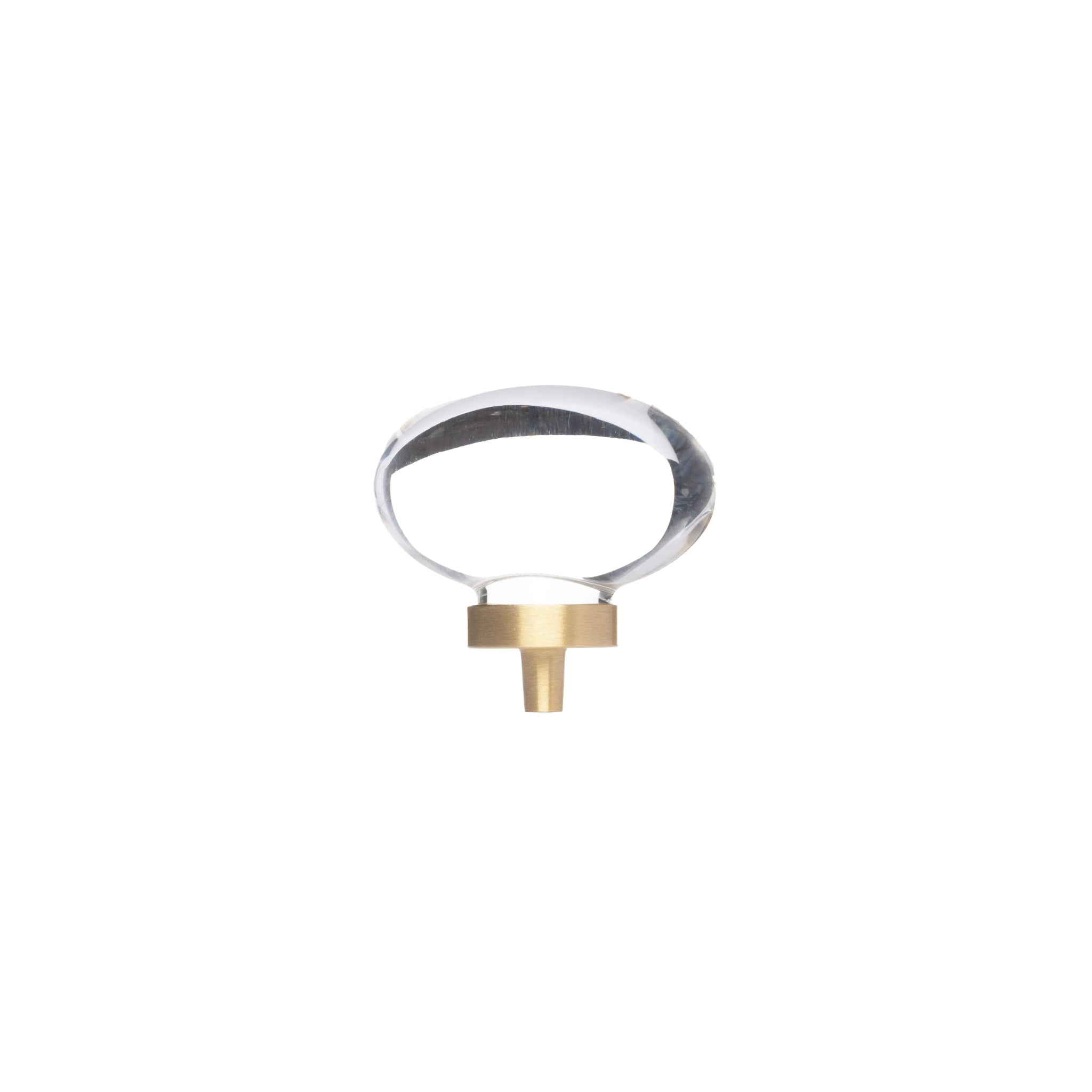 The Mantara C-0008 is a modern artificial crystal + brass knob in white/brass, ideal for wardrobes and drawers.