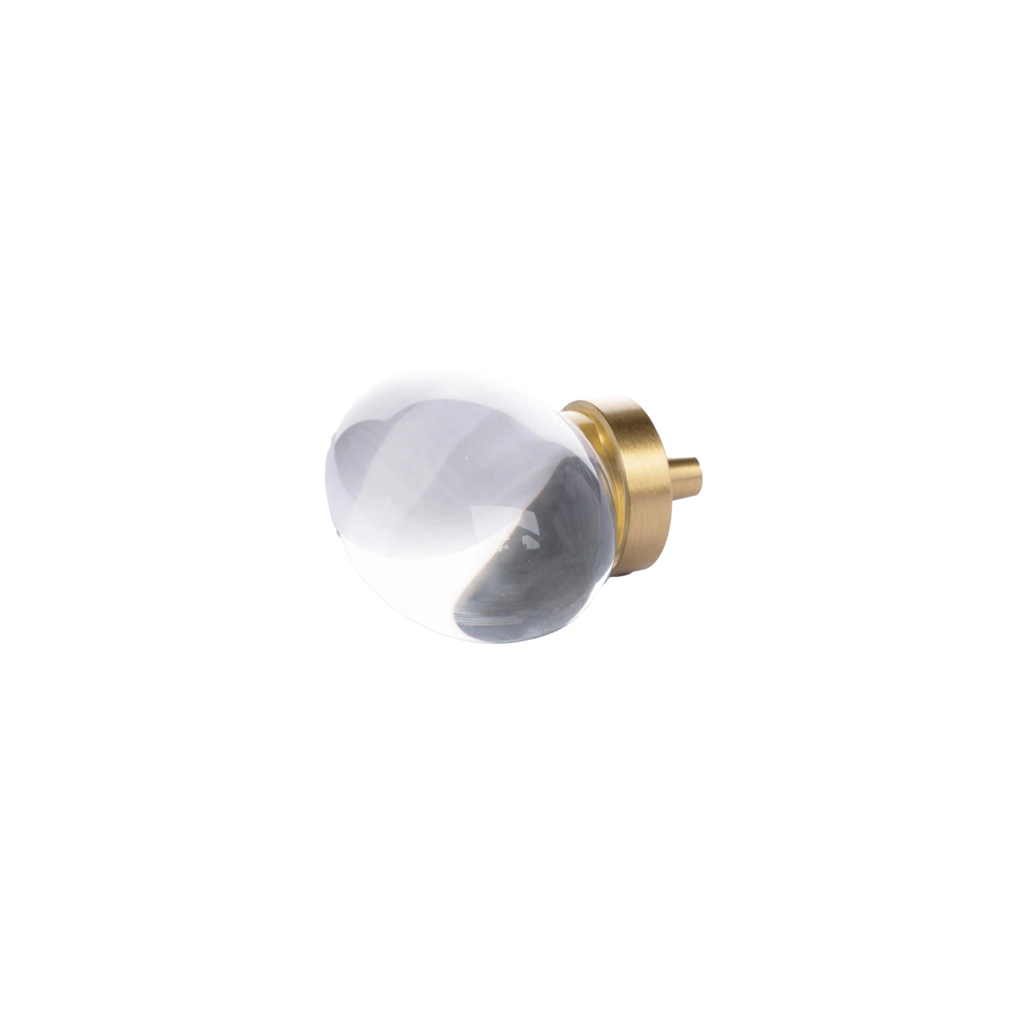 The Mantara C-0008 is a modern artificial crystal + brass knob in white/brass, ideal for wardrobes and drawers.