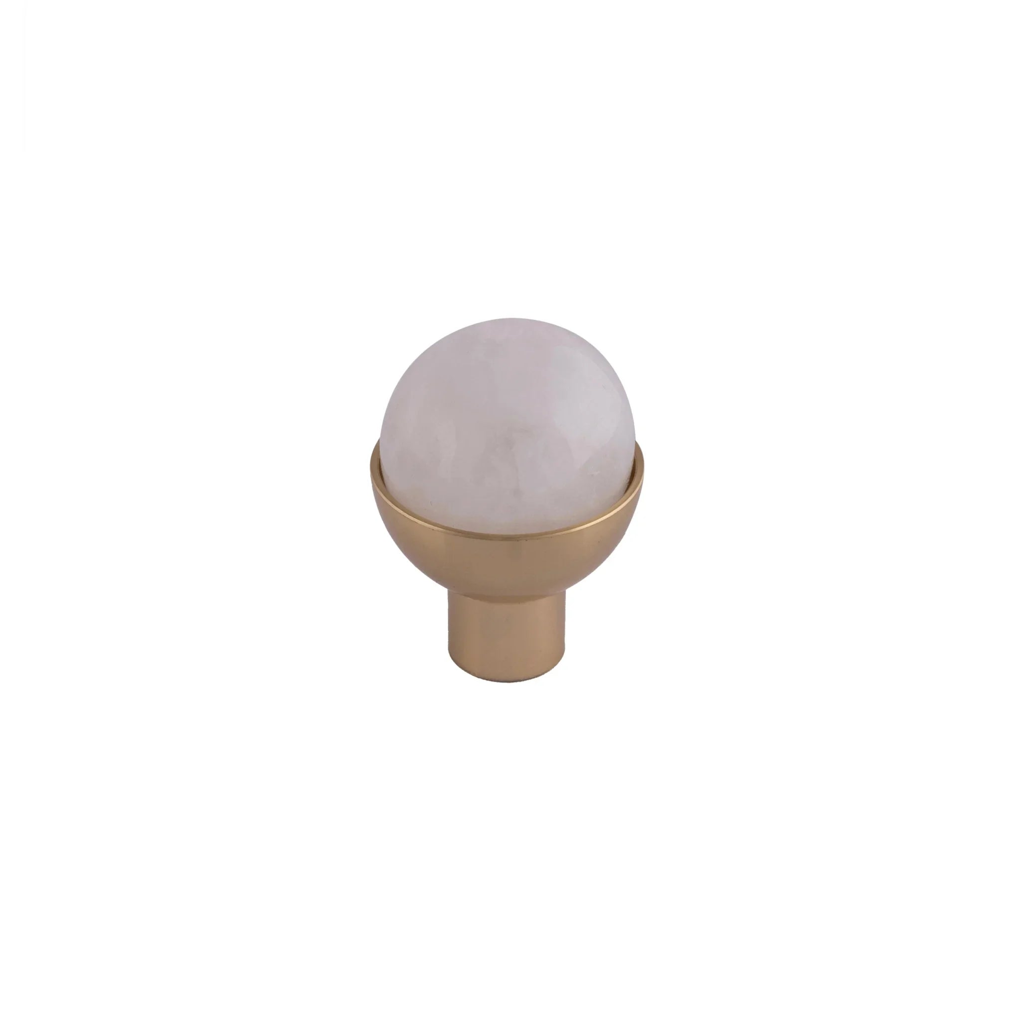 The Mantara C-0006 is a modern crystal + brass knob in white, ideal for drawers and cabinets.