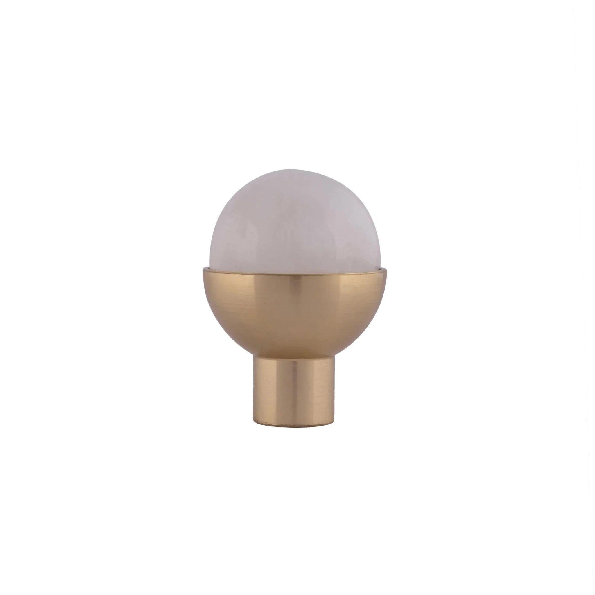 The Mantara C-0006 is a modern crystal + brass knob in white, ideal for drawers and cabinets.