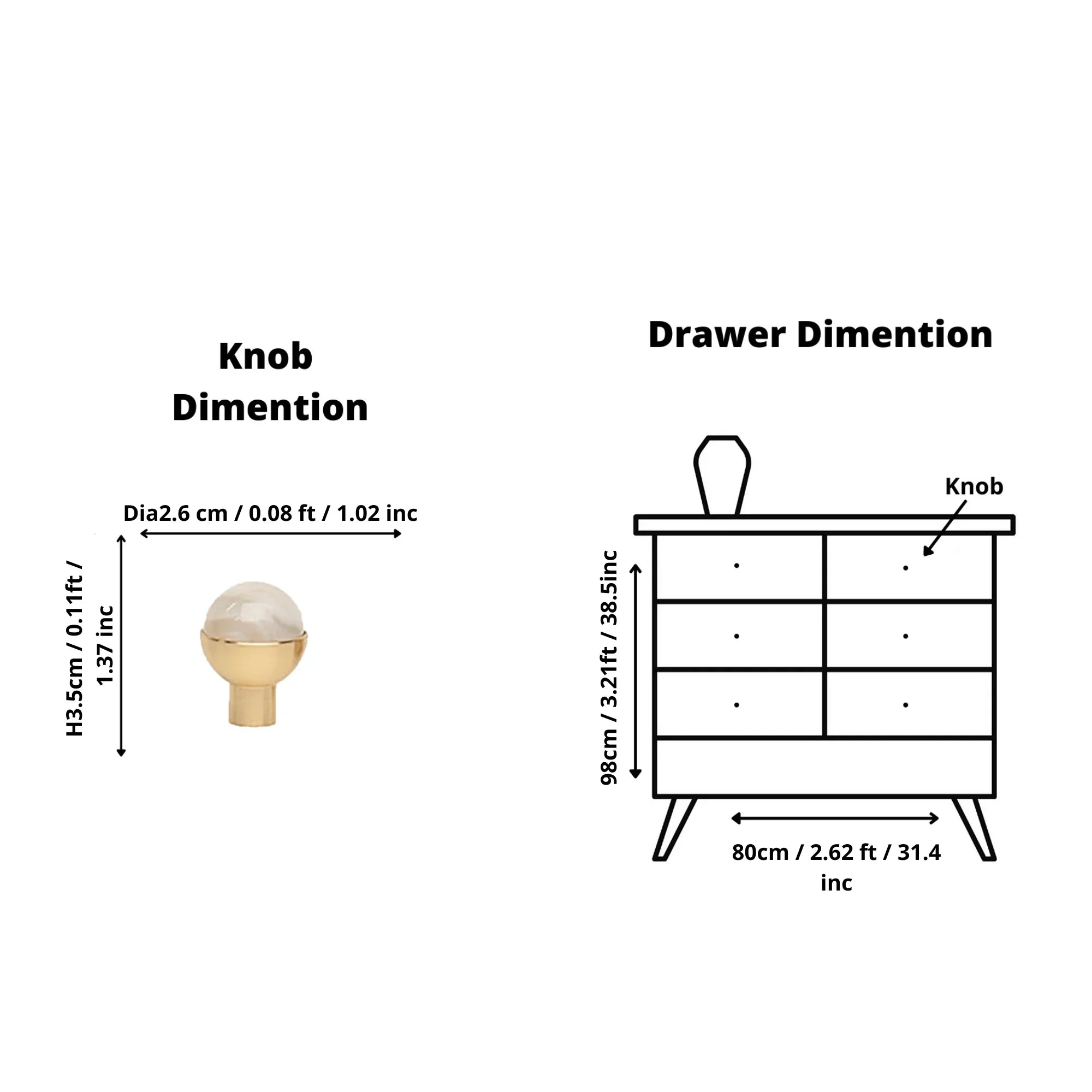 The Mantara C-0006 is a modern crystal + brass knob in white, ideal for drawers and cabinets.