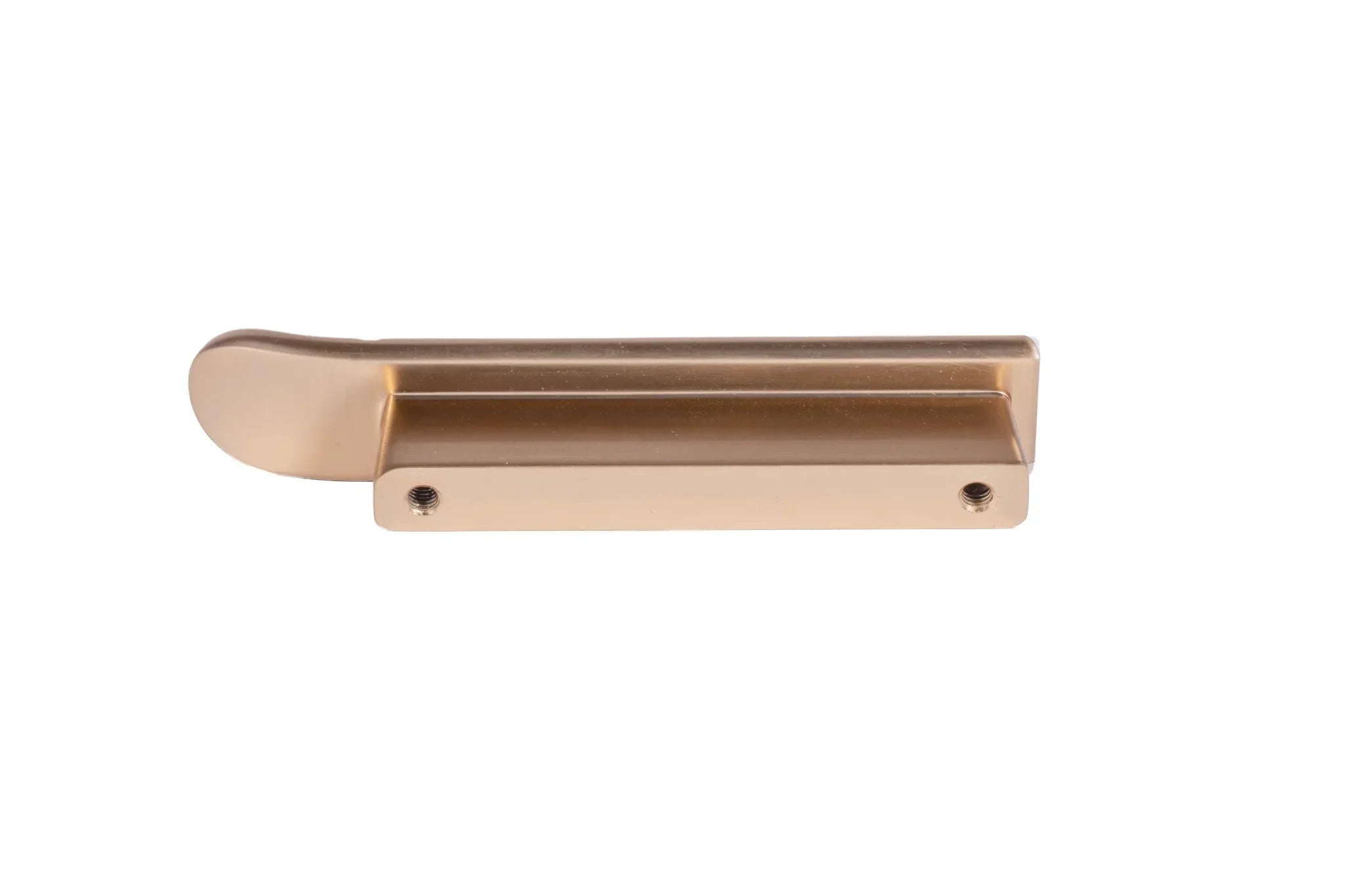 Mantara Darius Handle Z-0030 is a modern zinc handle in brushed gold finish, ideal for kitchen and dresser drawers.