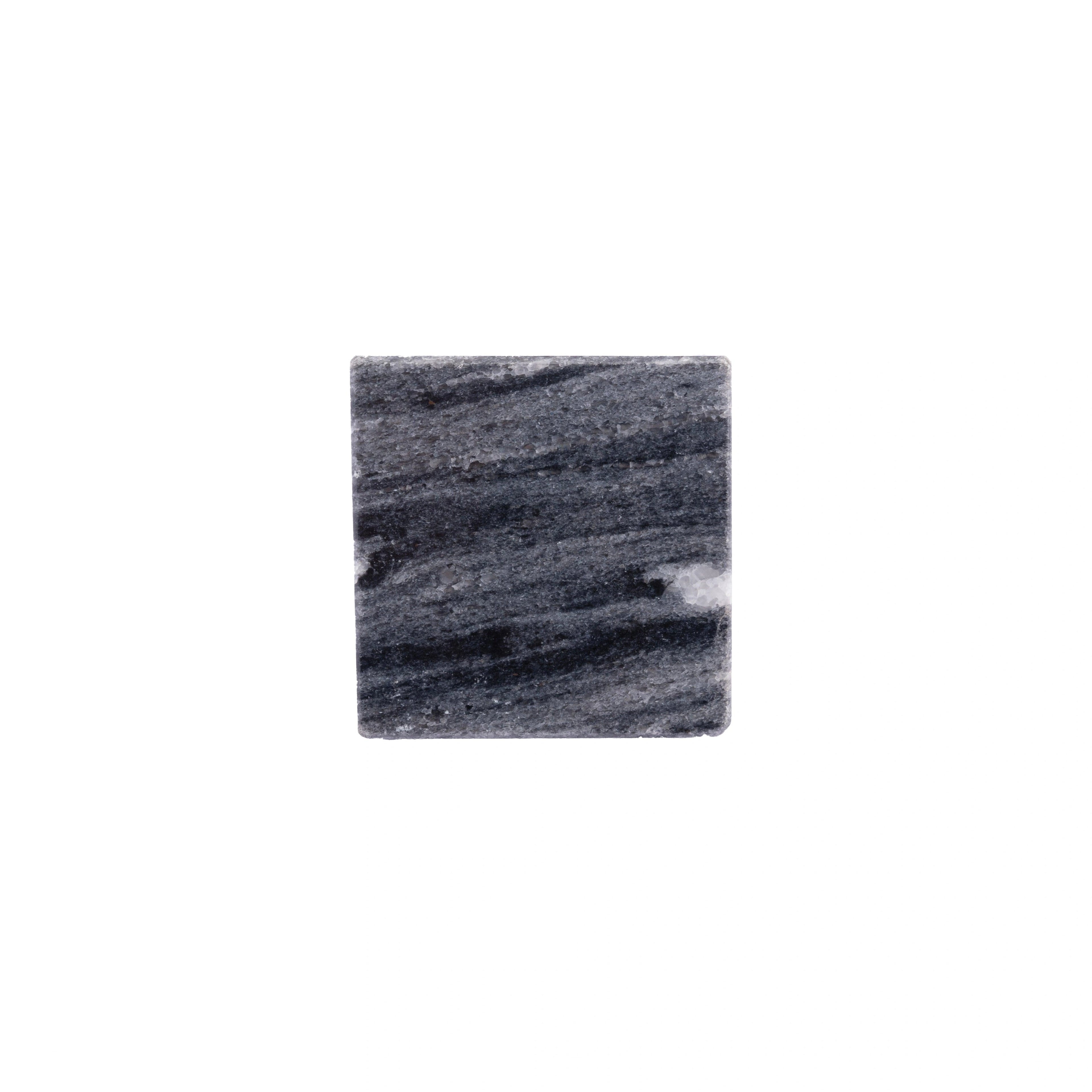 The Mantara M-0007 Diamonds Knob is a modern marble and brass square knob in grey and brass, ideal for kitchens and furniture.
