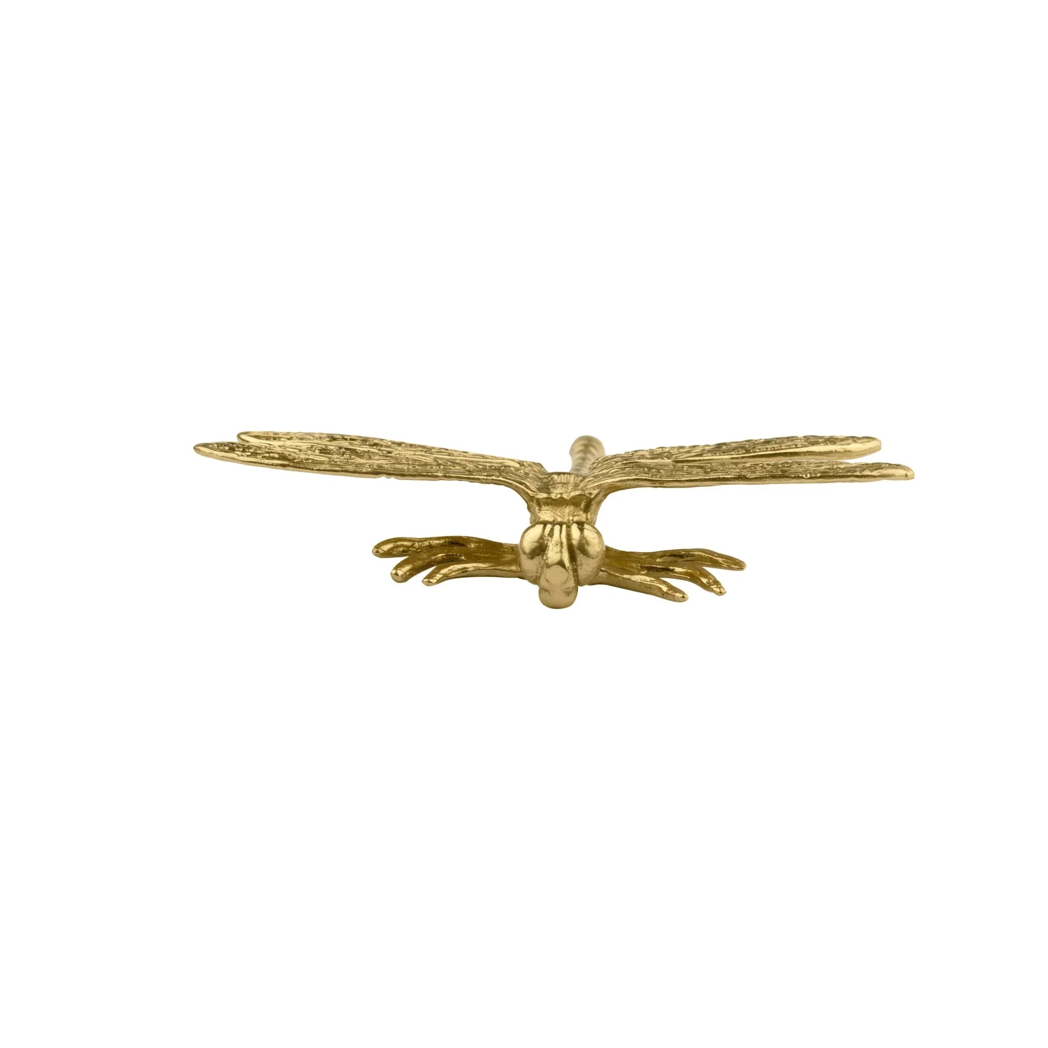 The Mantara B-0015 Dragonfly Knob is a modern solid brass knob in polished gold, perfect for wardrobes, cabinets, and drawers.