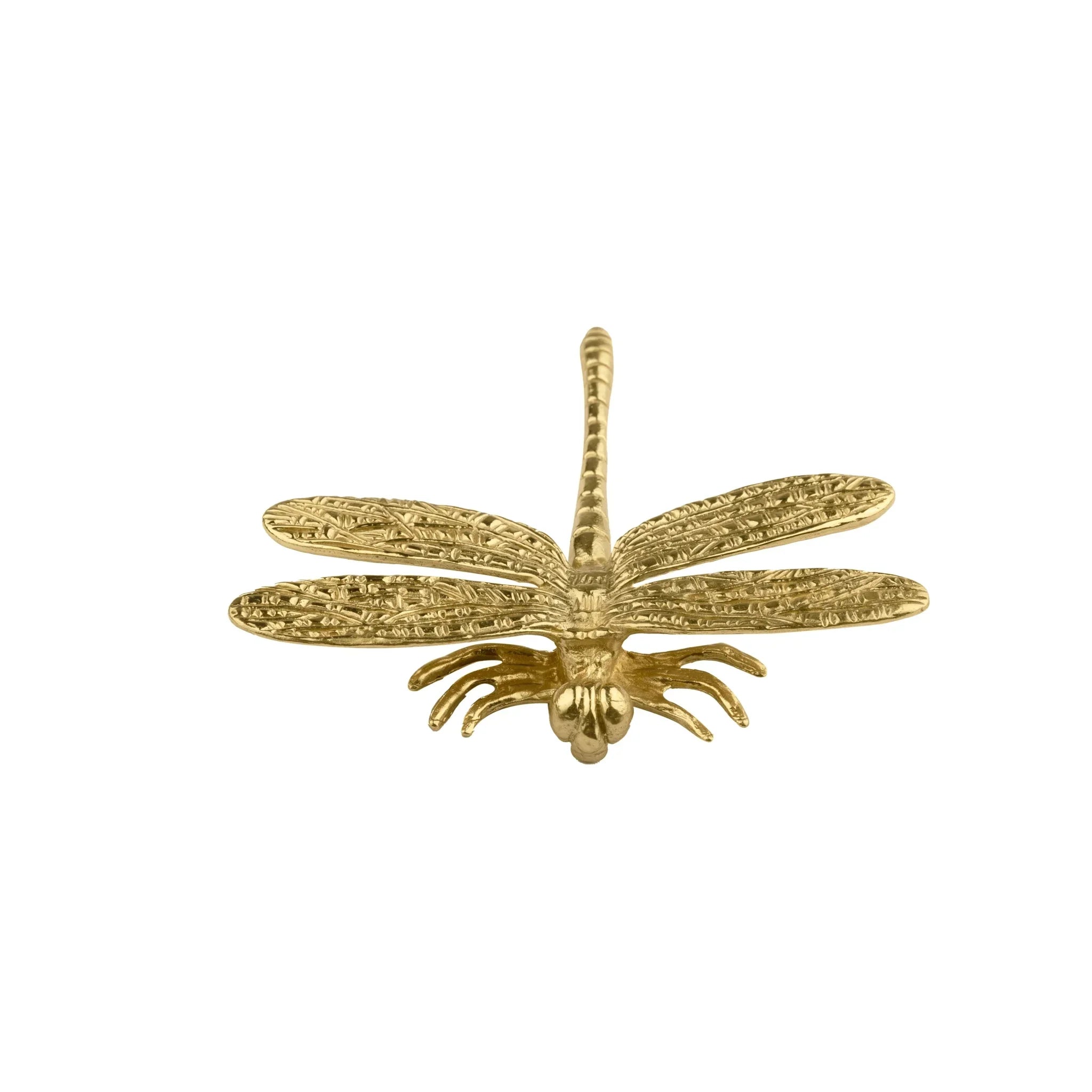 The Mantara B-0015 Dragonfly Knob is a modern solid brass knob in polished gold, perfect for wardrobes, cabinets, and drawers.