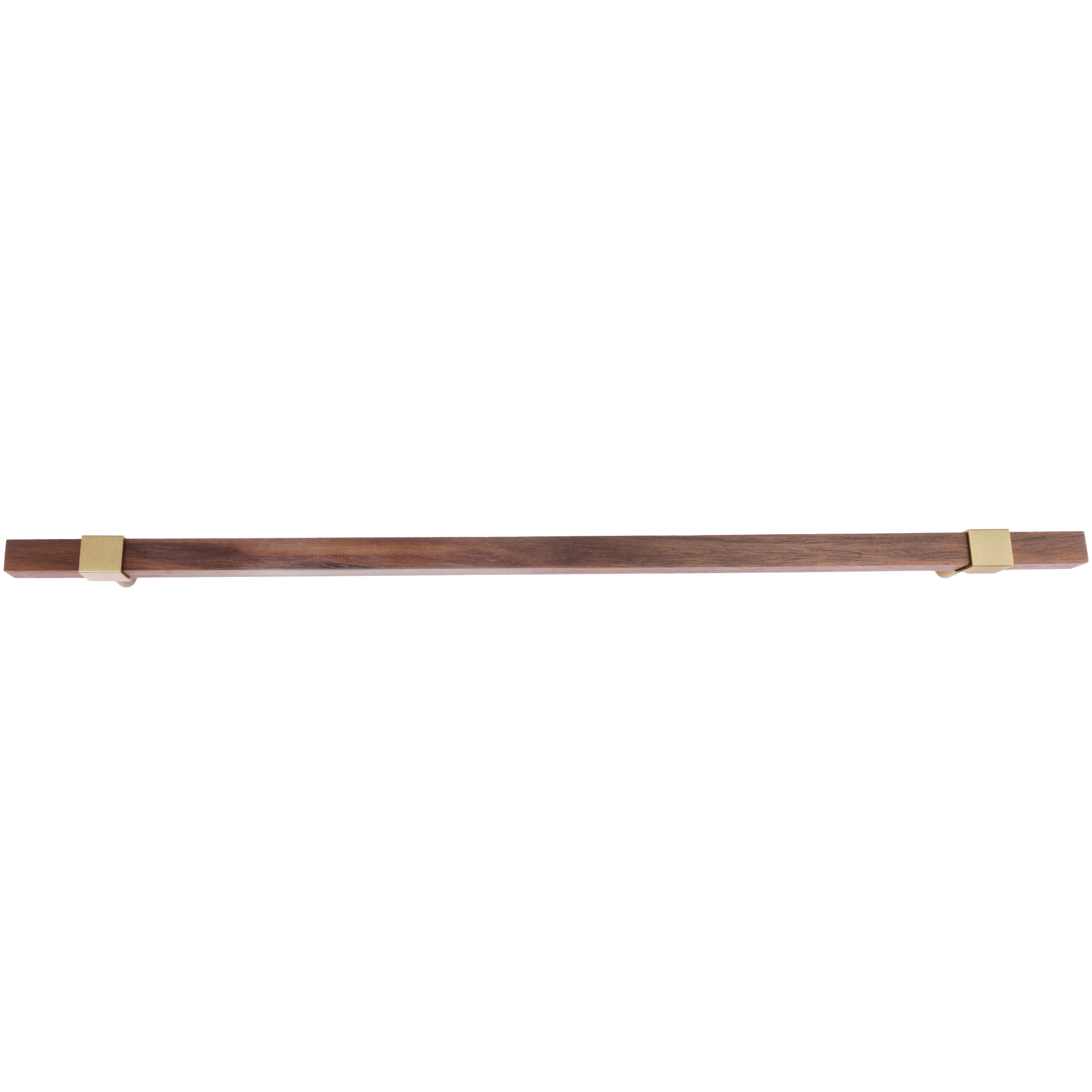Ebonex Handle W-0009 in brushed brass & walnut, sizes 70–391mm, suits doors, cabinets & wardrobes—by Mantara.