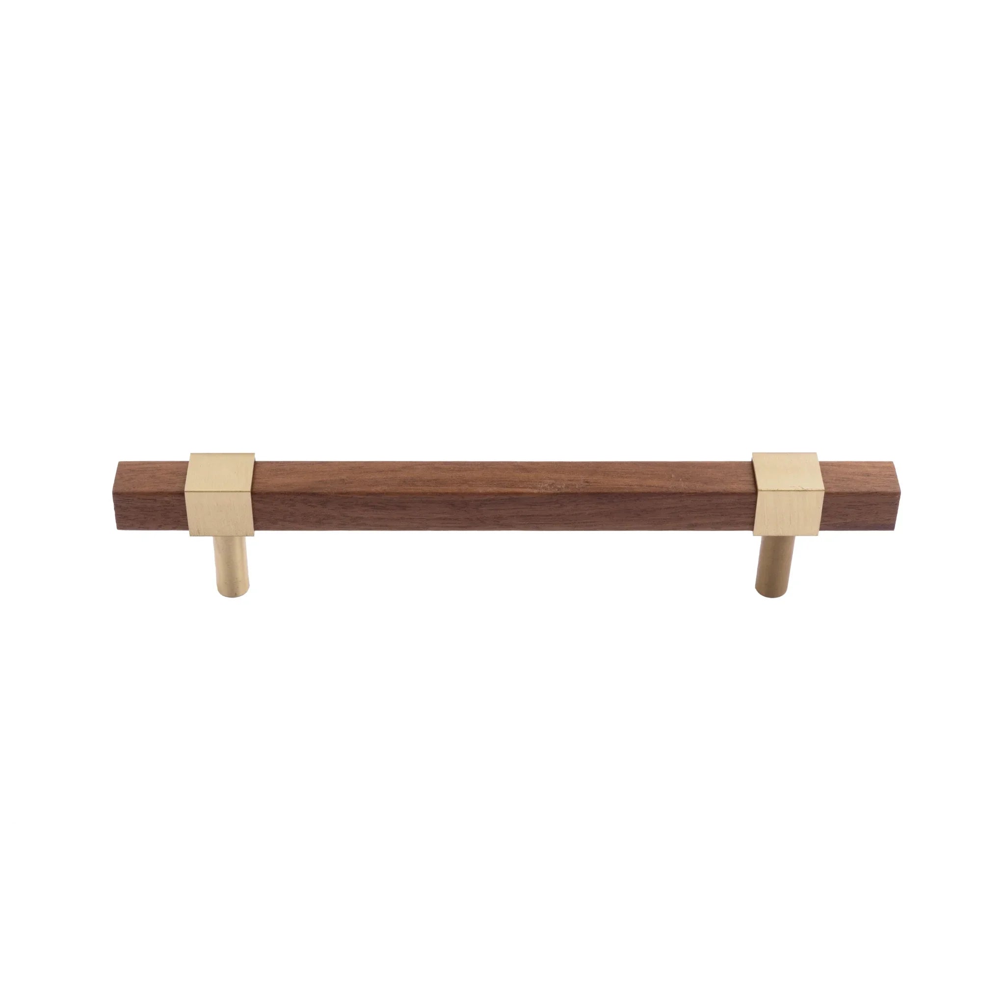 Mantara Ebonex Handle W-0009 is a modern brass & walnut handle in brown with brushed finish, ideal for doors & furniture.