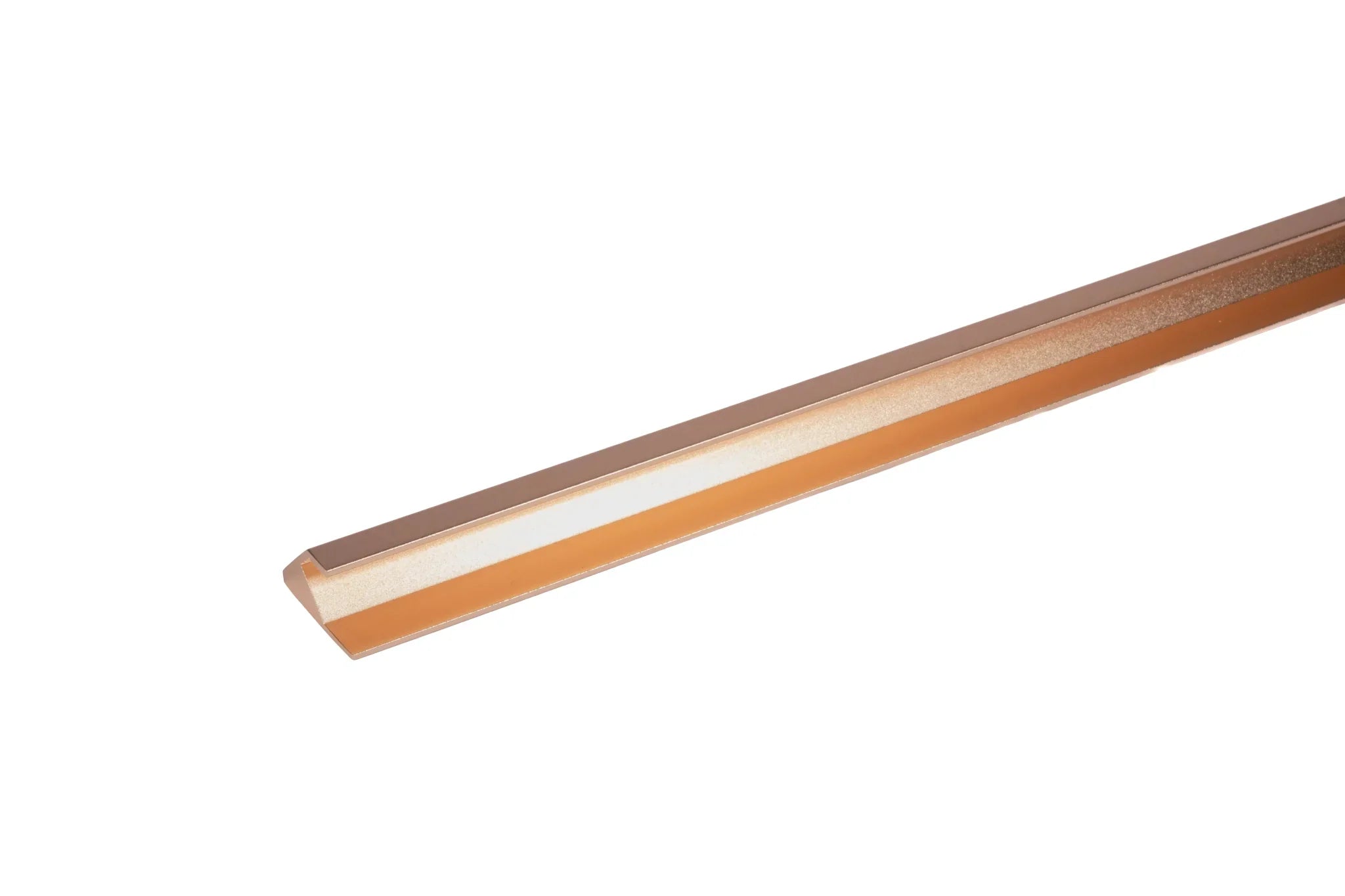 The Mantara AL-0009 Elara Handle is a modern aluminium handle in rose gold with a brushed finish, perfect for kitchens and cabinets.