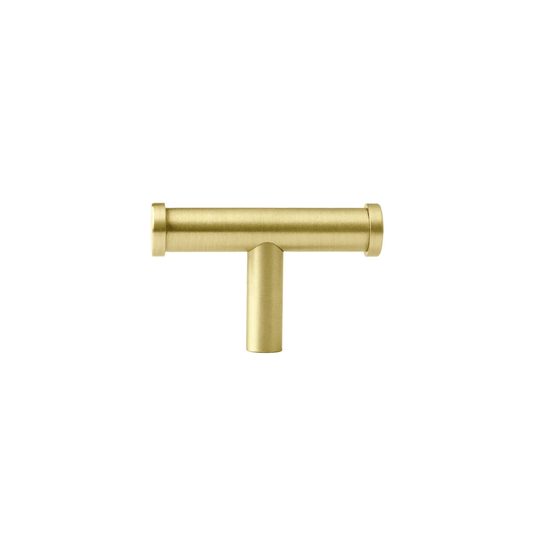 Mantara Eleanora Handle B-0058 is a modern solid brass handle in brushed gold, ideal for cabinets, doors, and wardrobes.