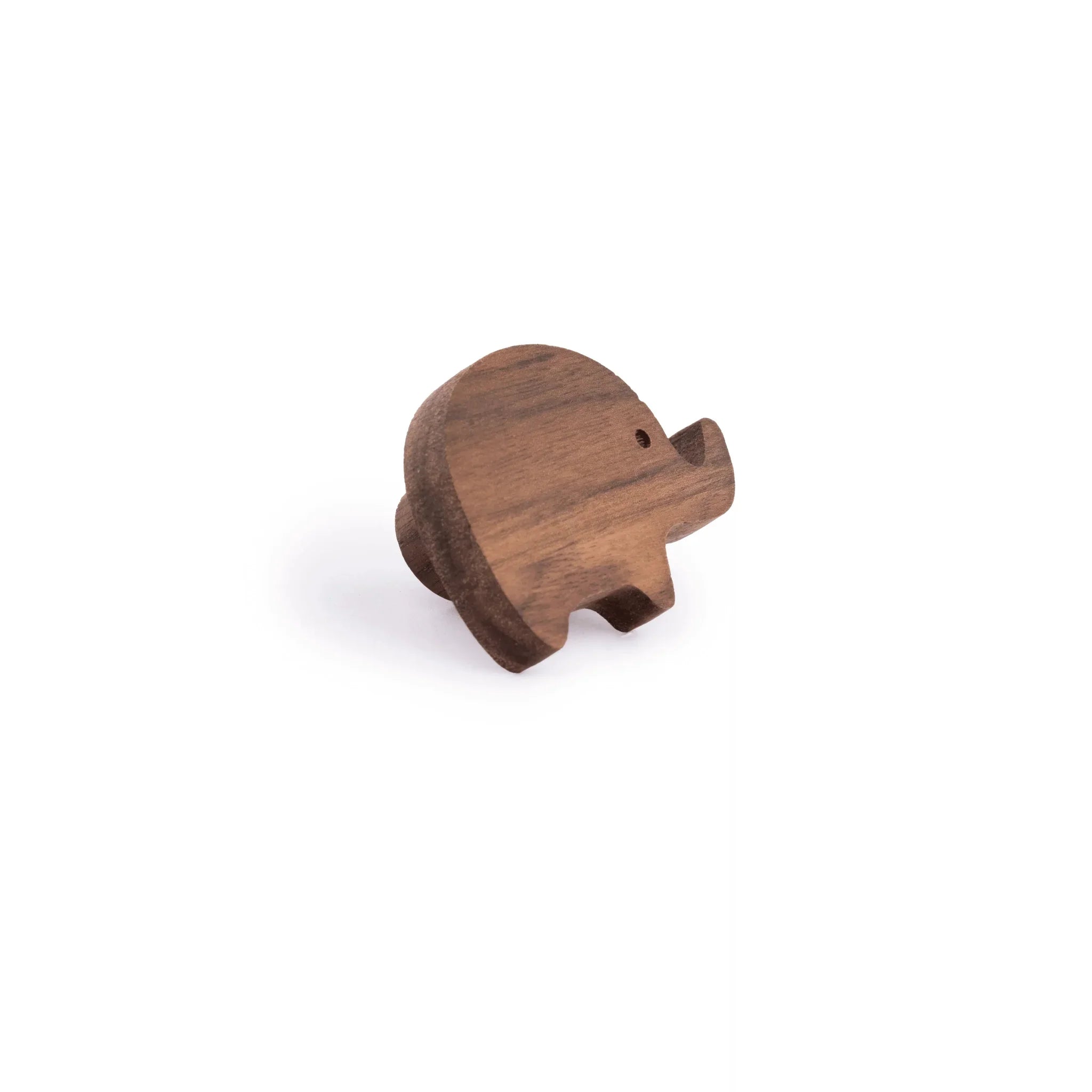 Mantara Elephant Wooden Knob W-0024 is a modern wood knob and wall hook in brushed walnut and beige finish, ideal for kids&