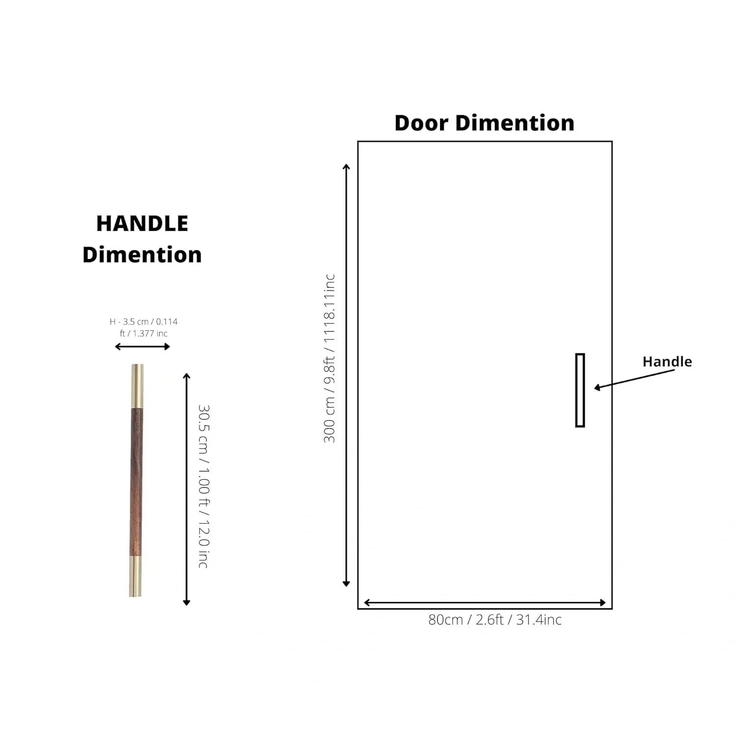 Mantara Elm Handle W-0004-H is a natural wood handle in brown with brushed brass finish, ideal for doors & furniture.