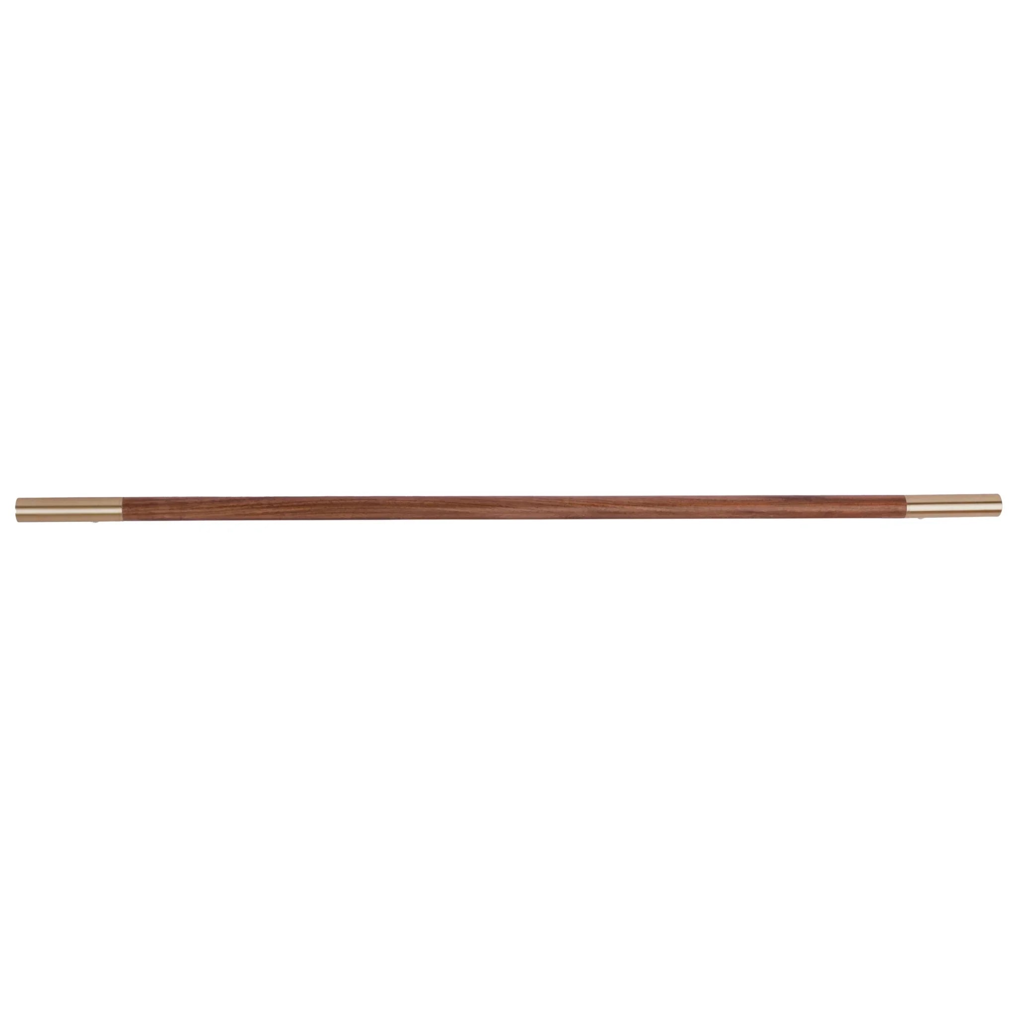 Mantara Elm Handle W-0004-H is a natural wood handle in brown with brushed brass finish, ideal for doors & furniture.