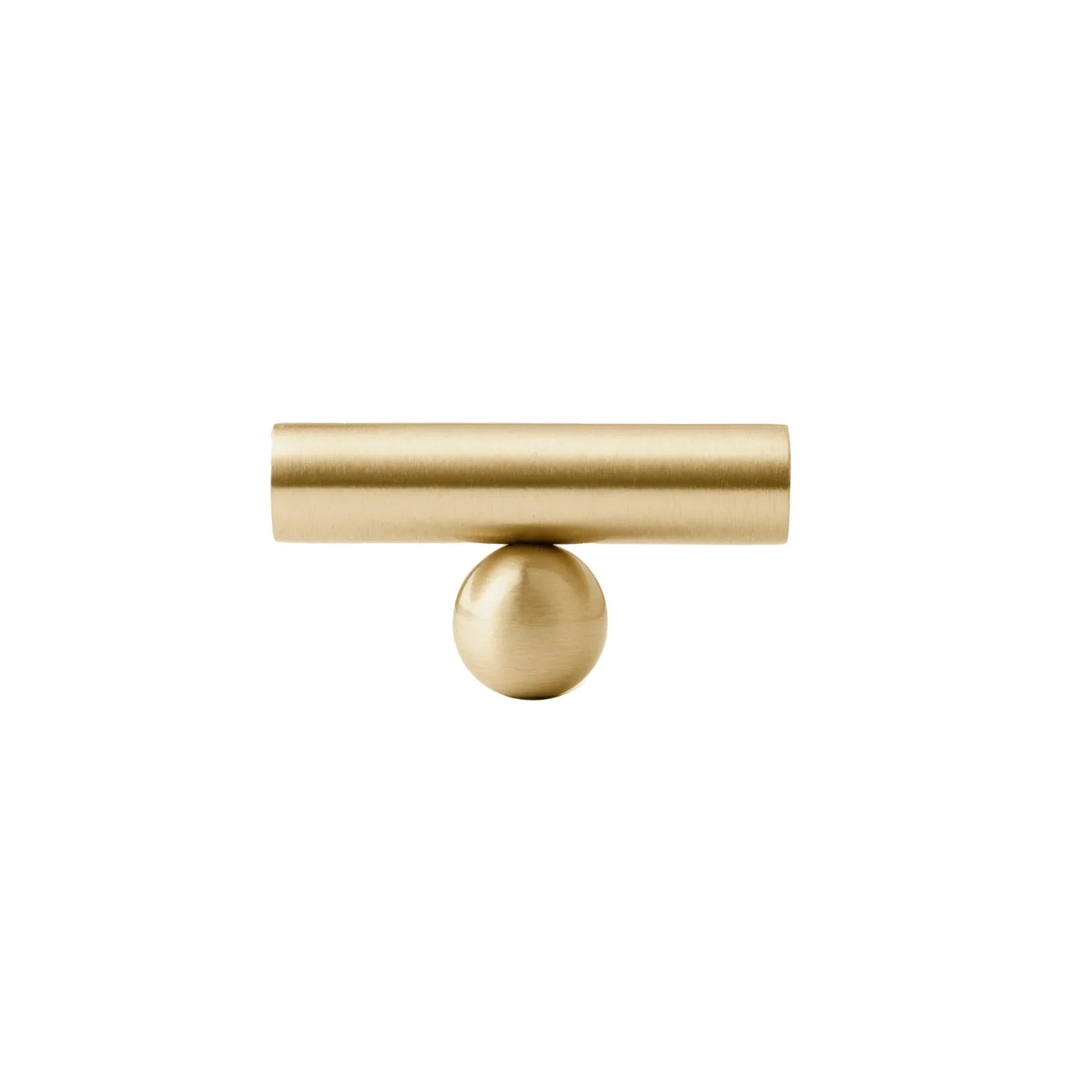Mantara Elowen T Bar Handle B-0057 is a modern brushed brass handle in matte gold, ideal for cabinets and wardrobes.
