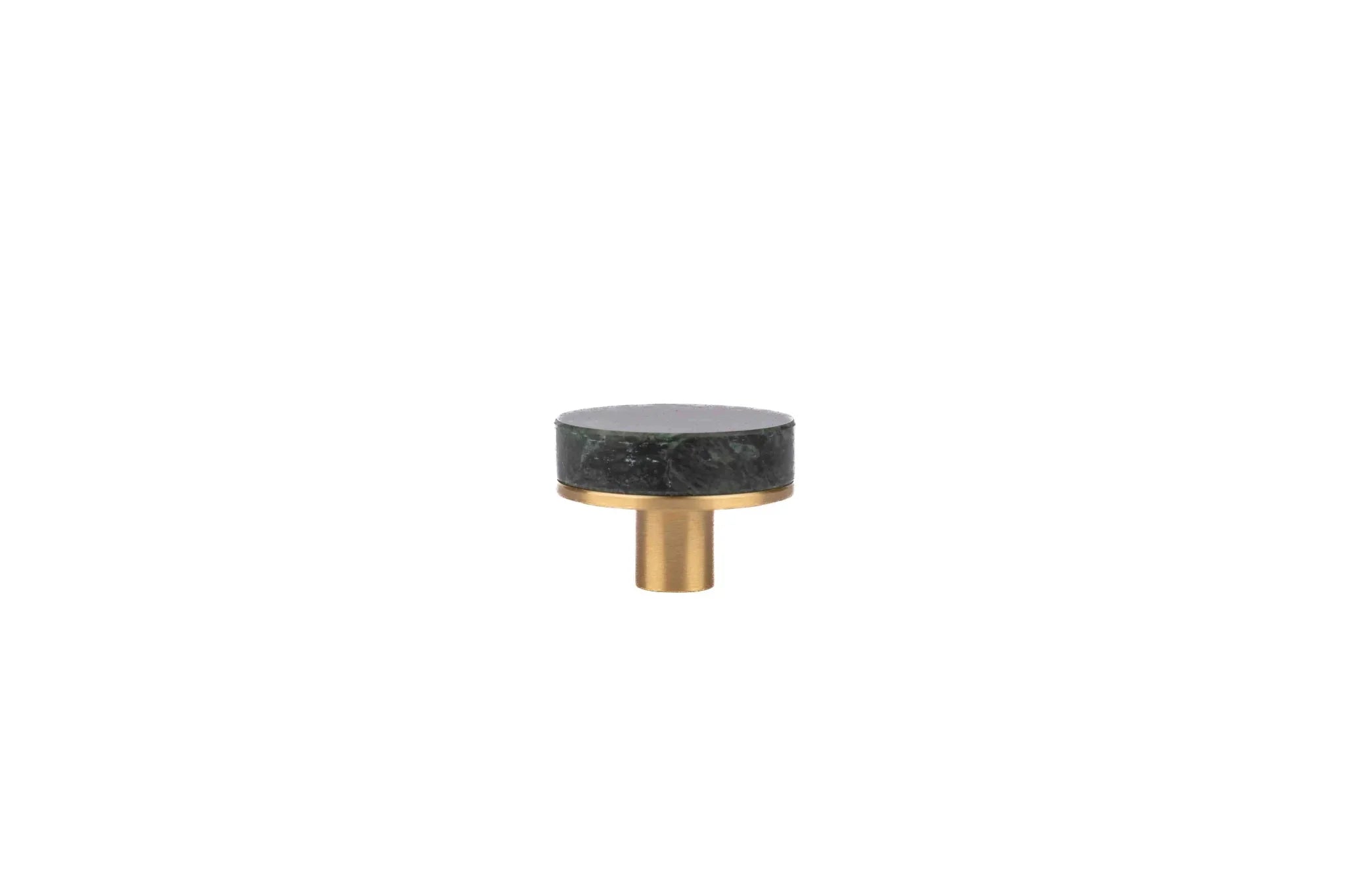 Mantara Elysian Knob M-0016 is a modern marble & brass knob in green,ideal for kitchen & dresser drawers.
