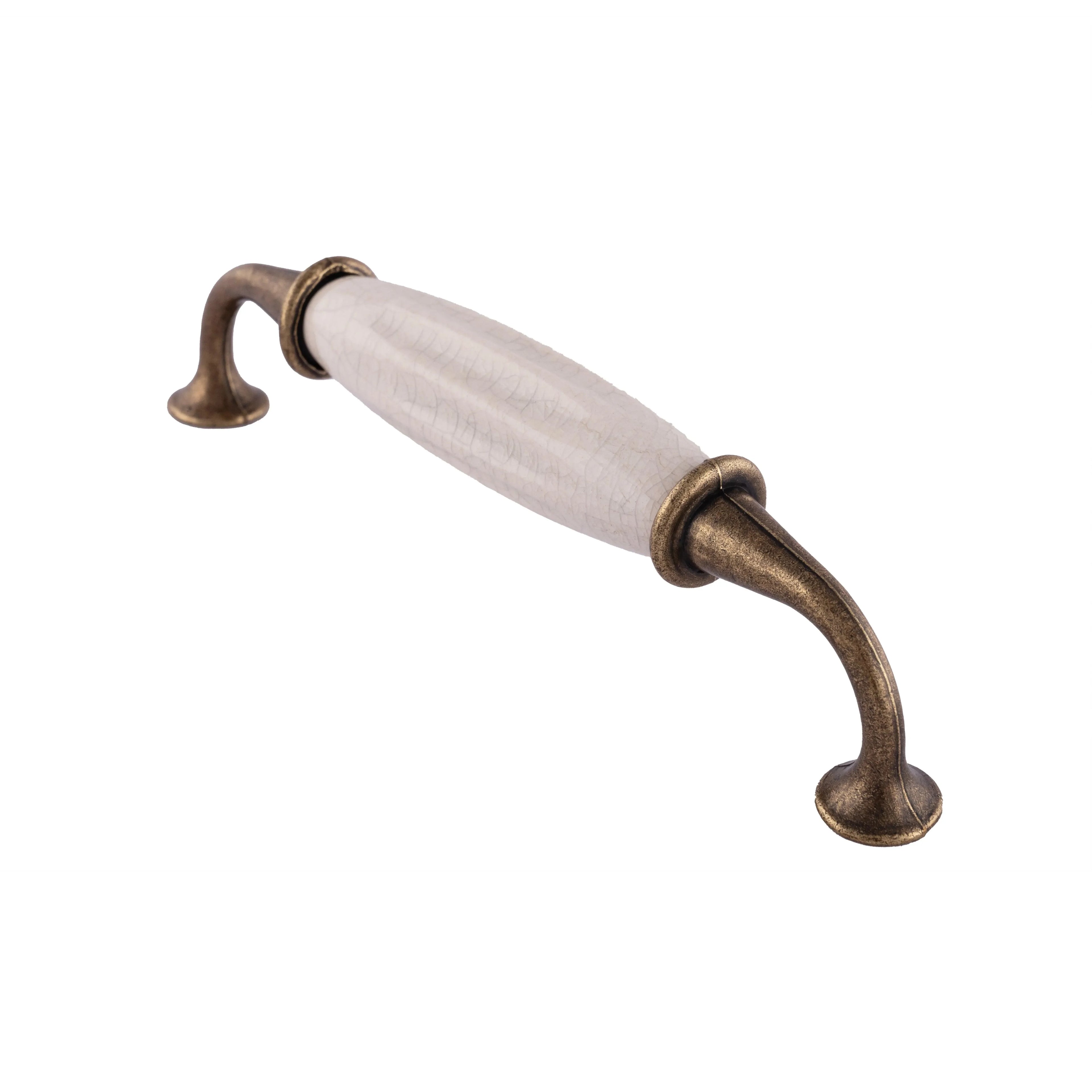 The Mantara CR-0007 Empire Knob is a traditional zinc and ceramic handle in white with a polished finish, ideal for wardrobes and cabinets.