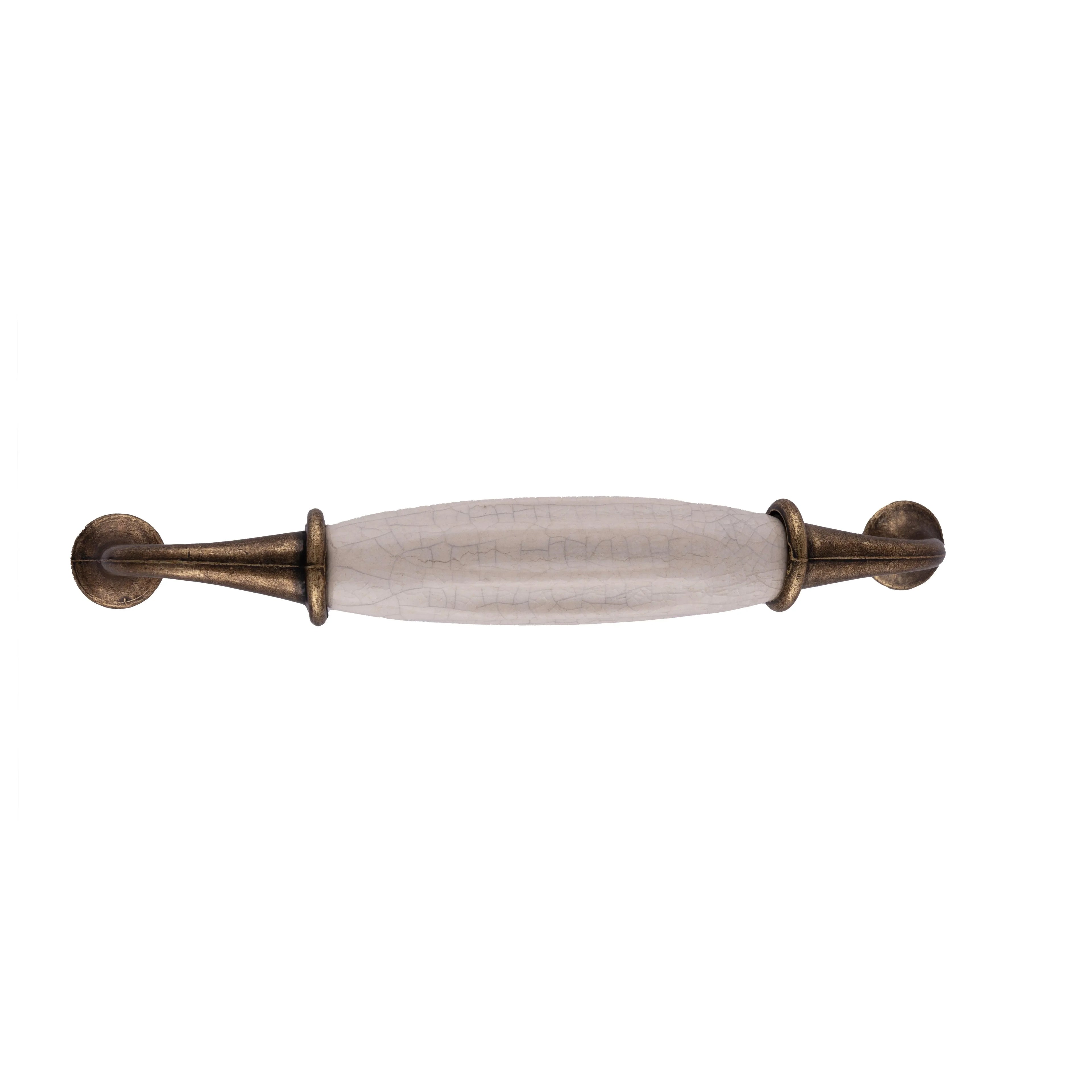 The Mantara CR-0007 Empire Knob is a traditional zinc and ceramic handle in white with a polished finish, ideal for wardrobes and cabinets.