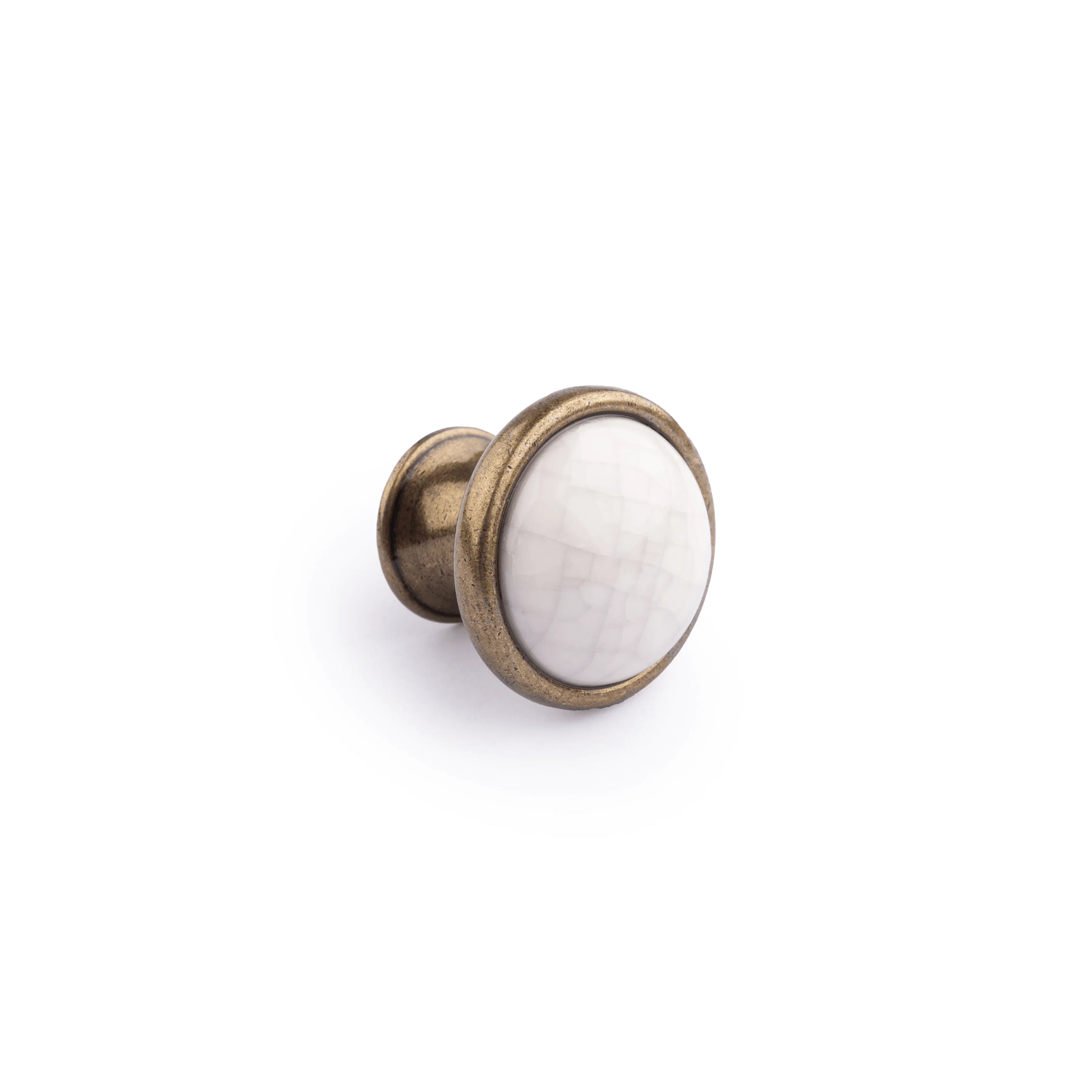 The Mantara CR-0007 Empire Knob is a traditional zinc and ceramic handle in white with a polished finish, ideal for wardrobes and cabinets.