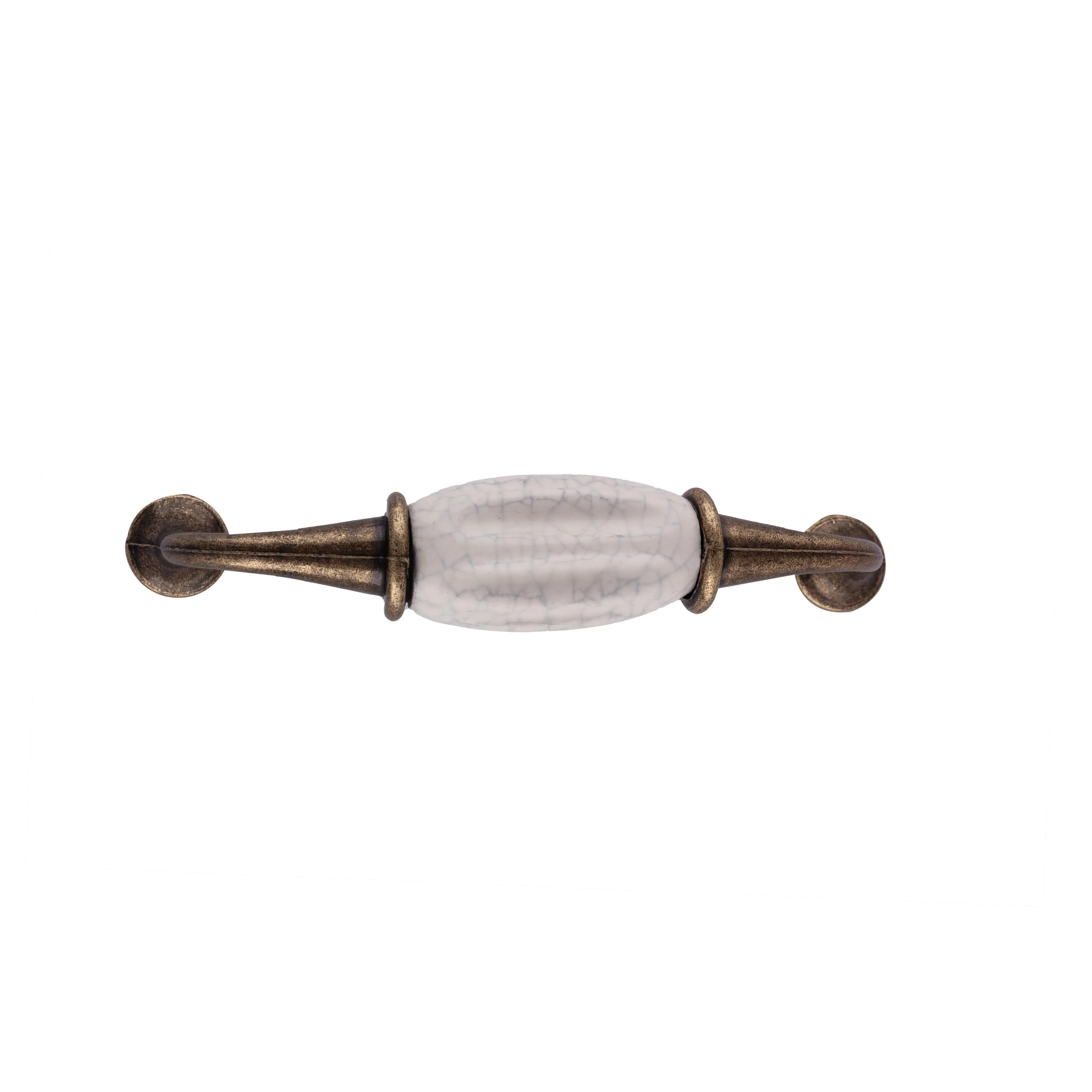 The Mantara CR-0007 Empire Knob is a traditional zinc and ceramic handle in white with a polished finish, ideal for wardrobes and cabinets.