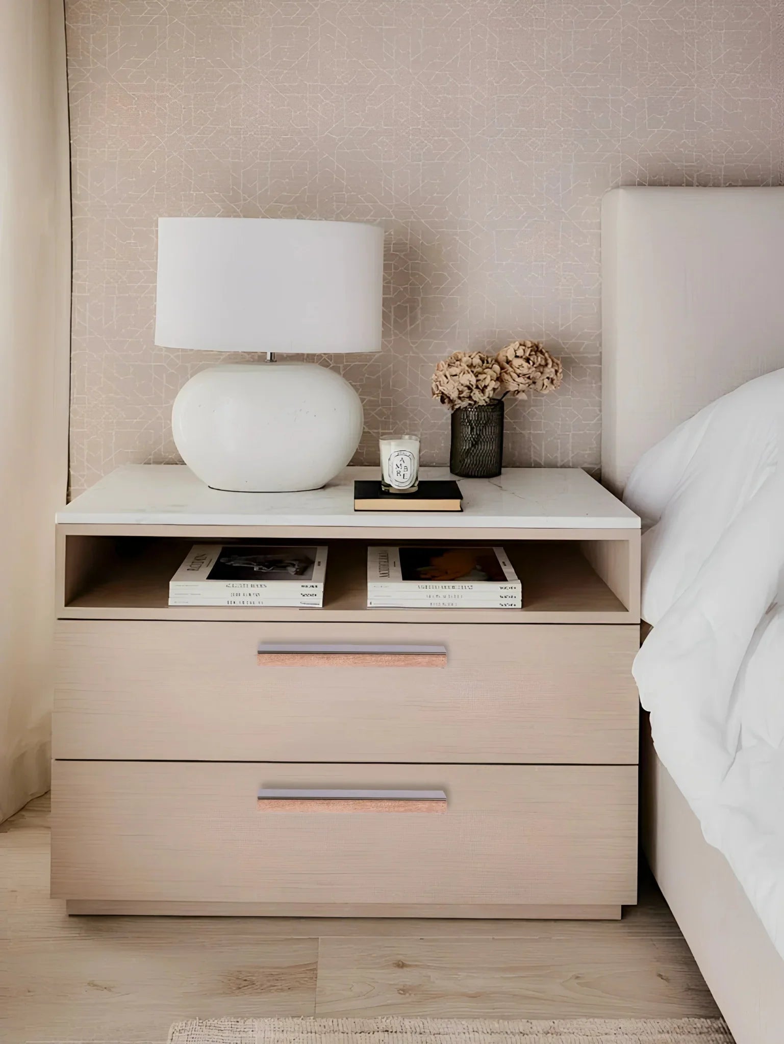 Mantara Esha Handle W-0016 is a modern wood + aluminium handle in brown with brushed finish, ideal for drawers & cabinets.