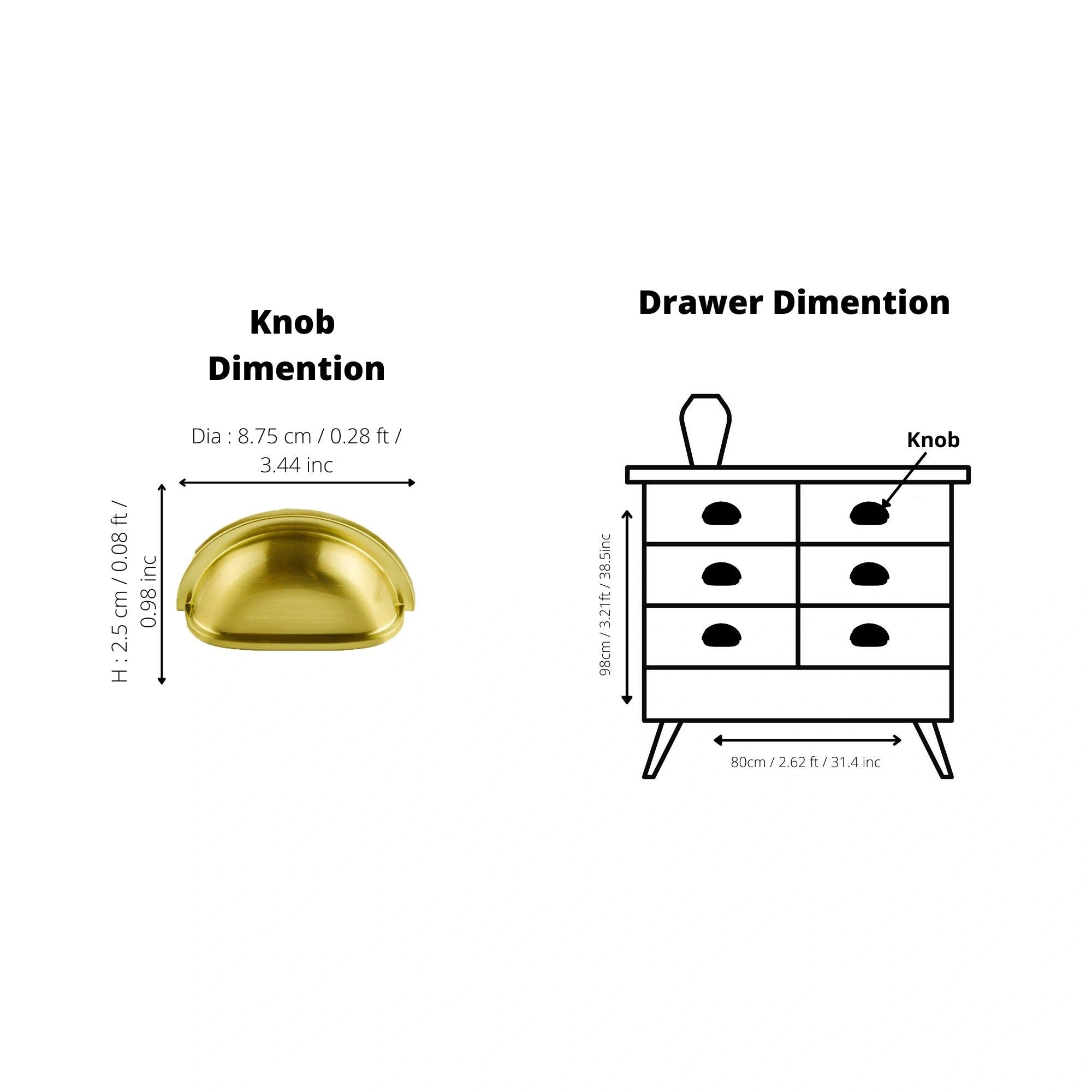 Gold-colored circular pull knob mounted on a white surface, designed for cabinets or furniture—by Mantara.